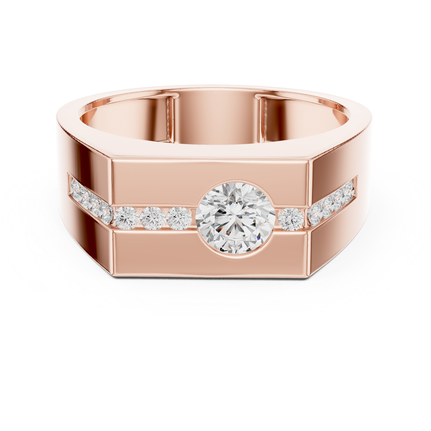 Anillo Solitario 0.68ctw con Acentos en Engaste Canal en Córdoba, España | Color D Claridad VS Diamantes Creados en Laboratorio | Oro 10K/18K, Plata y Platino (Tallas Disponibles 8–20)