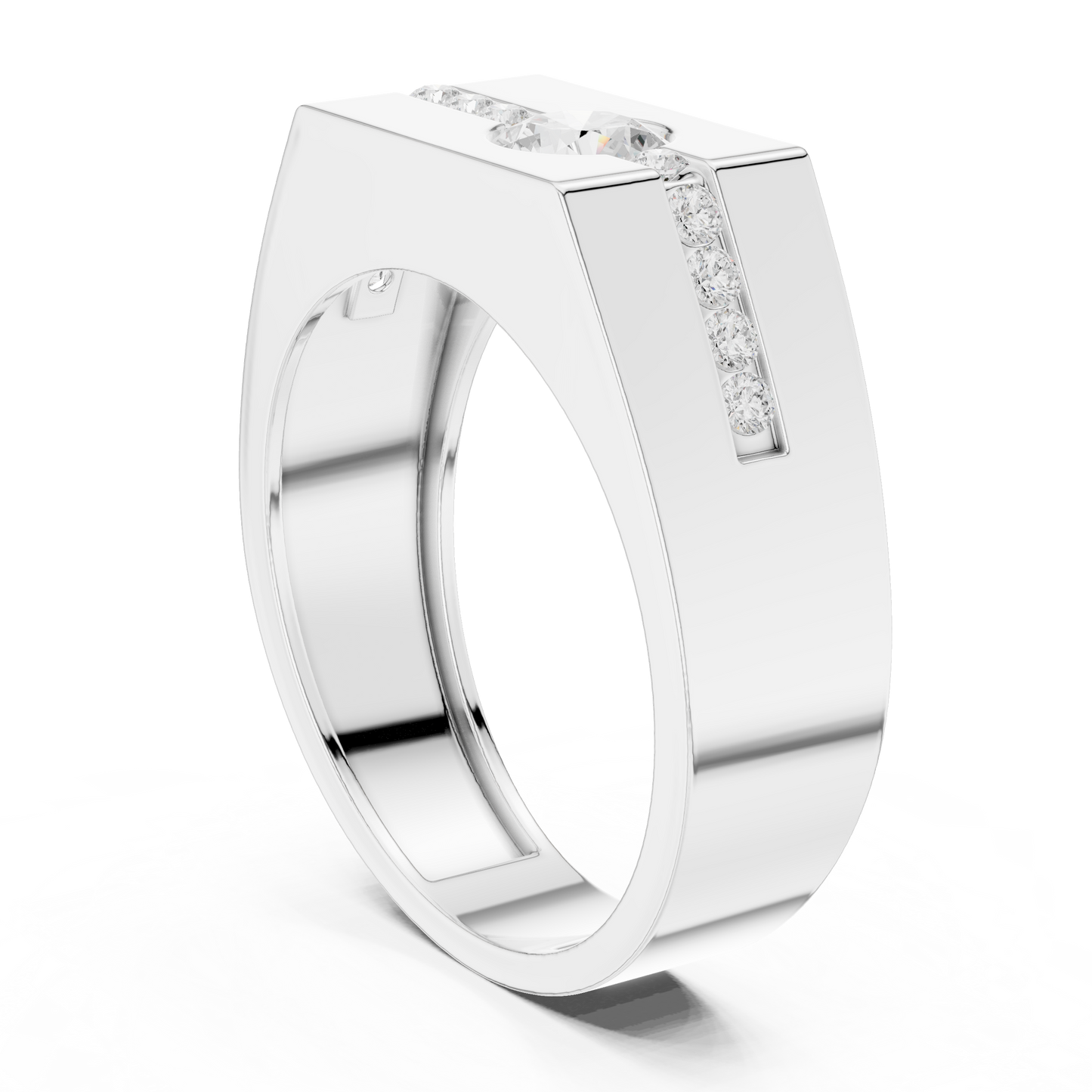 Anillo Solitario 0.68ctw con Acentos en Engaste Canal en Córdoba, España | Color D Claridad VS Diamantes Creados en Laboratorio | Oro 10K/18K, Plata y Platino (Tallas Disponibles 8–20)