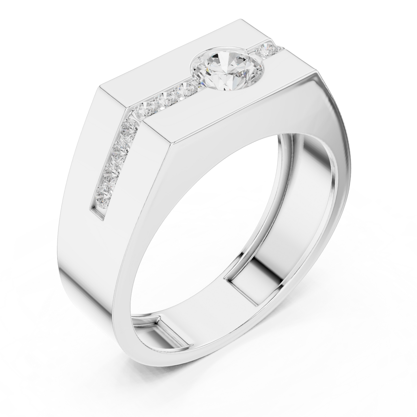 Anillo Solitario 0.68ctw con Acentos en Engaste Canal en Córdoba, España | Color D Claridad VS Diamantes Creados en Laboratorio | Oro 10K/18K, Plata y Platino (Tallas Disponibles 8–20)