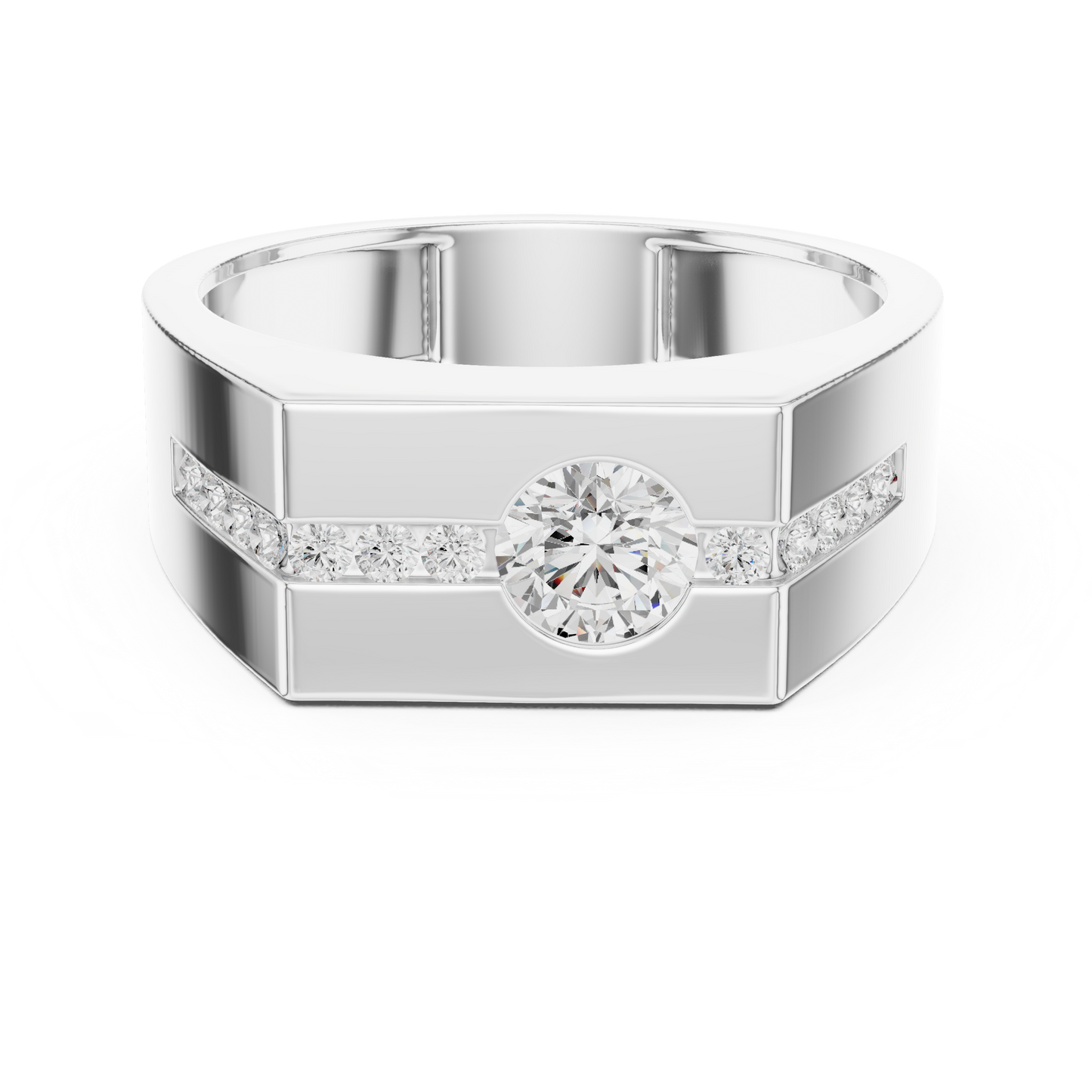 Anillo Solitario 0.68ctw con Acentos en Engaste Canal en Córdoba, España | Color D Claridad VS Diamantes Creados en Laboratorio | Oro 10K/18K, Plata y Platino (Tallas Disponibles 8–20)