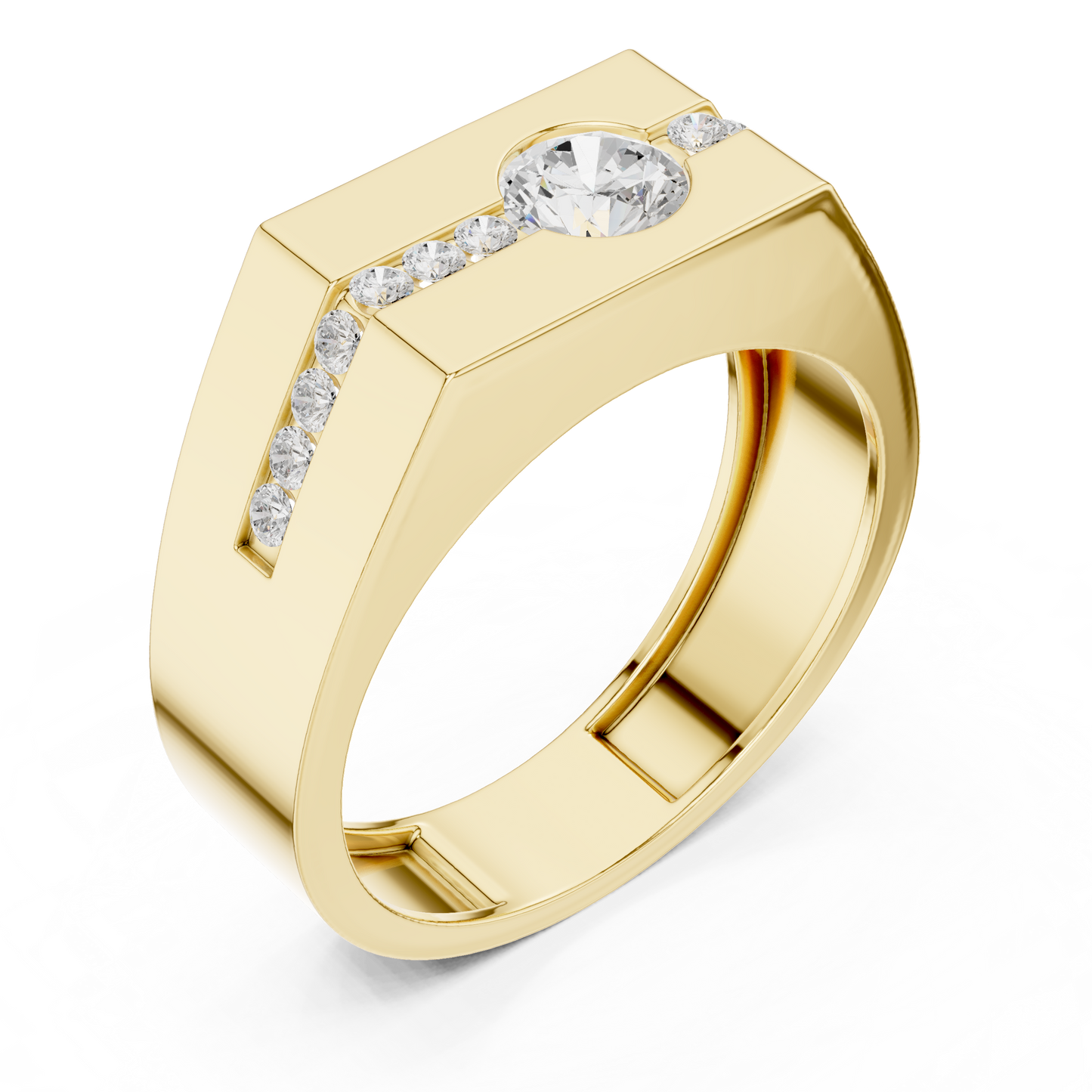Anillo Solitario 0.68ctw con Acentos en Engaste Canal en Córdoba, España | Color D Claridad VS Diamantes Creados en Laboratorio | Oro 10K/18K, Plata y Platino (Tallas Disponibles 8–20)