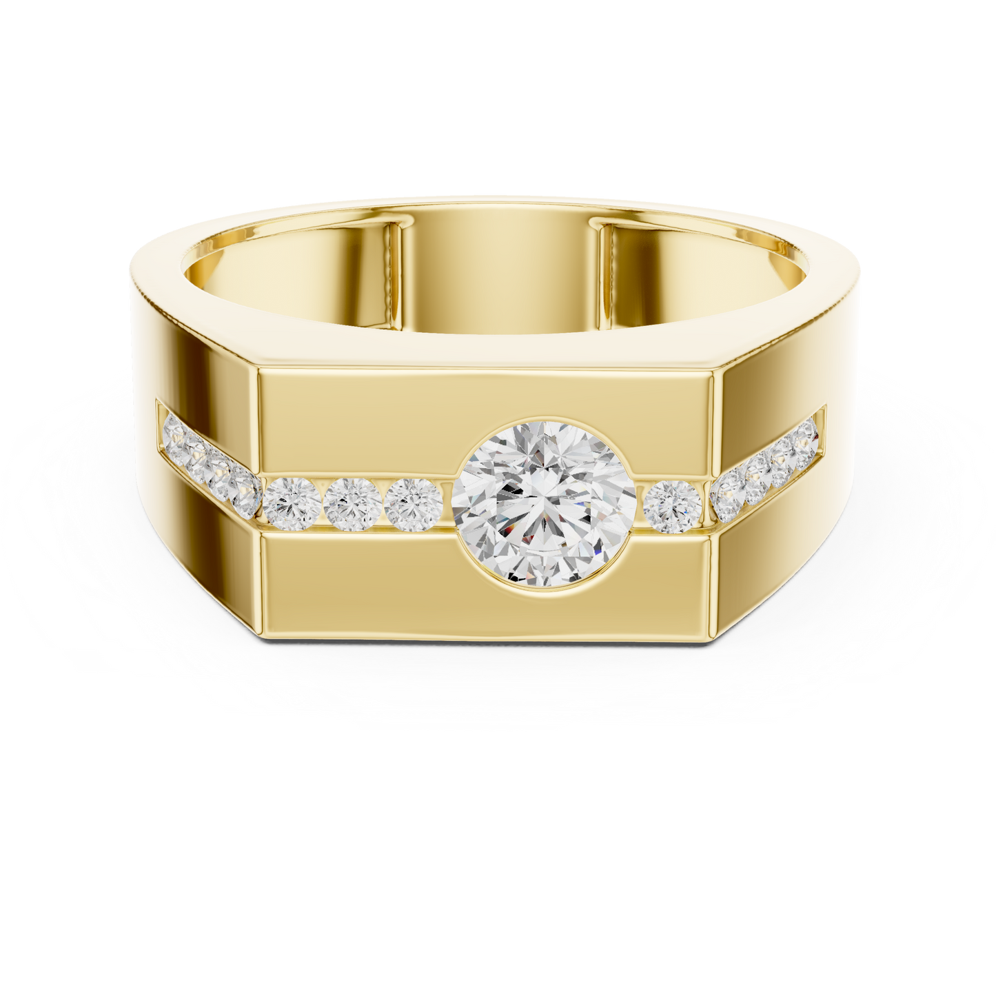 Anillo Solitario 0.68ctw con Acentos en Engaste Canal en Córdoba, España | Color D Claridad VS Diamantes Creados en Laboratorio | Oro 10K/18K, Plata y Platino (Tallas Disponibles 8–20)