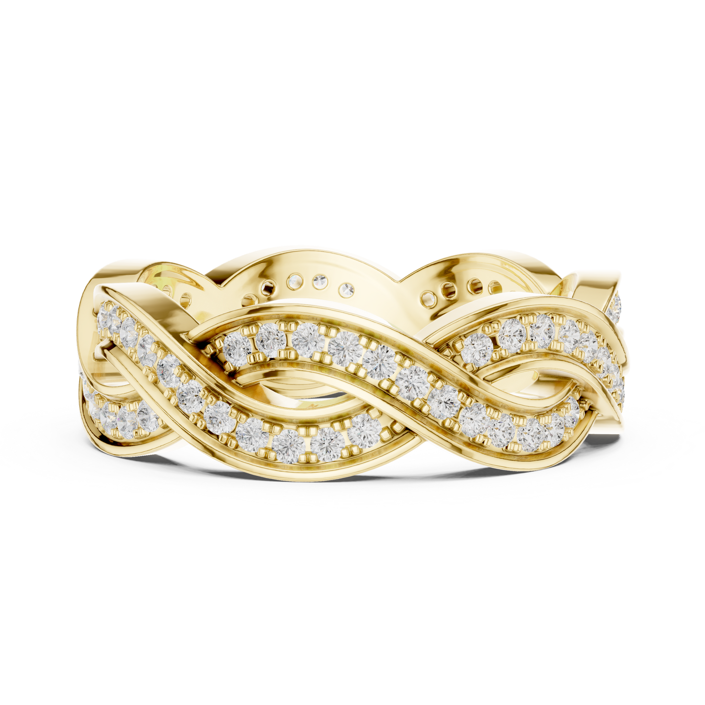 Anillo Trenzado Infinito con Diamantes 0.84ctw en Córdoba, España | Banda Entrelazada Estilo Vid con Pavé | Color D Claridad VS Diamantes Creados en Laboratorio | Oro 10K/18K, Plata y Platino (Tallas Disponibles 8–20)