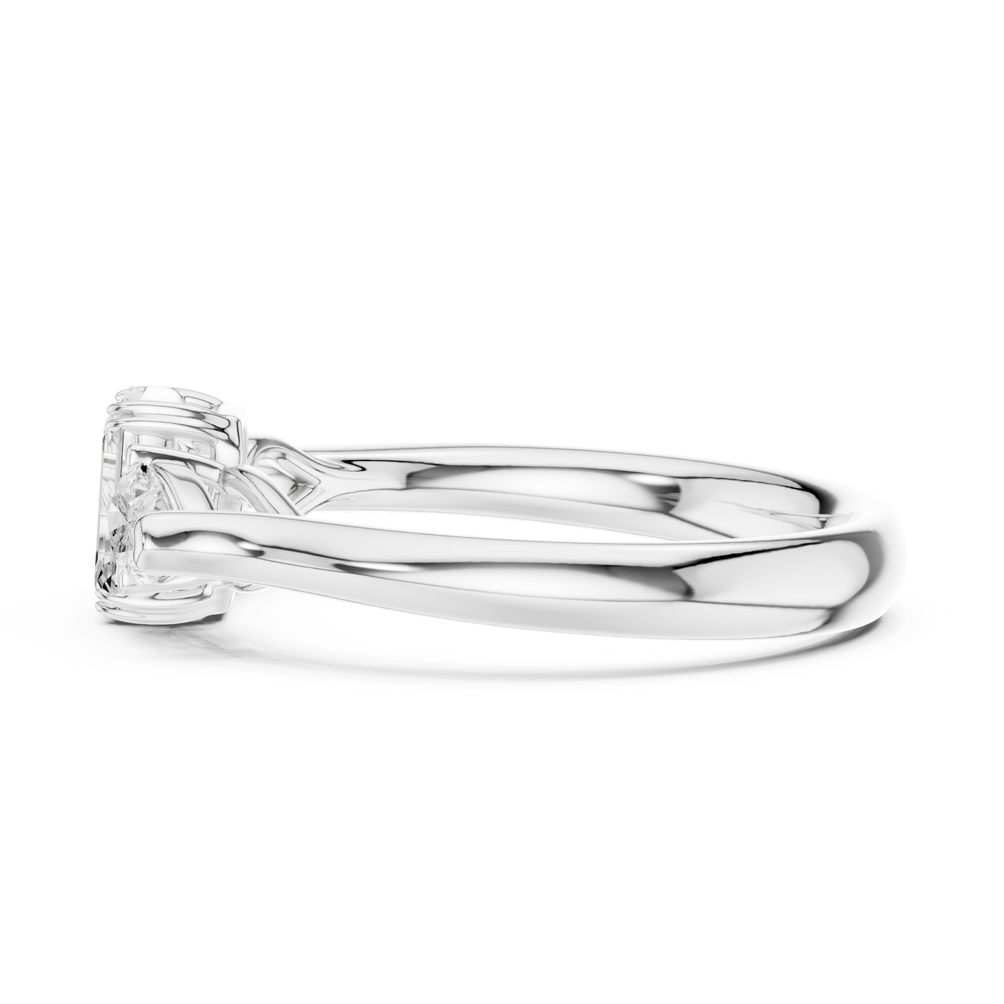 Anillo de Tres Piedras 0.89ctw Corte Esmeralda y Pera en Córdoba, España | Diamante Creado en Laboratorio Color D Claridad VS | Oro 10K/18K, Plata y Platino (Tallas Disponibles 8–20)