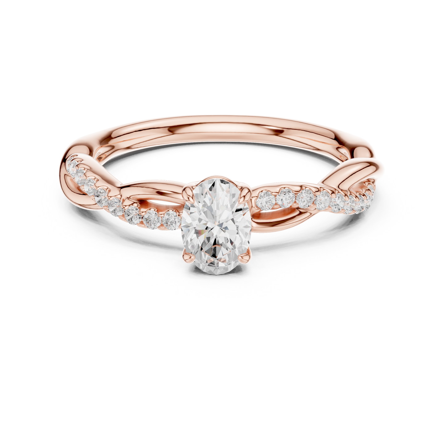 Anillo Solitario 0.12ctw Corte Esmeralda con Banda Pavé Retorcida en Córdoba, España | Diamante Creado en Laboratorio Color D Claridad VS | Oro 10K/18K, Plata y Platino (Tallas Disponibles 8–20)