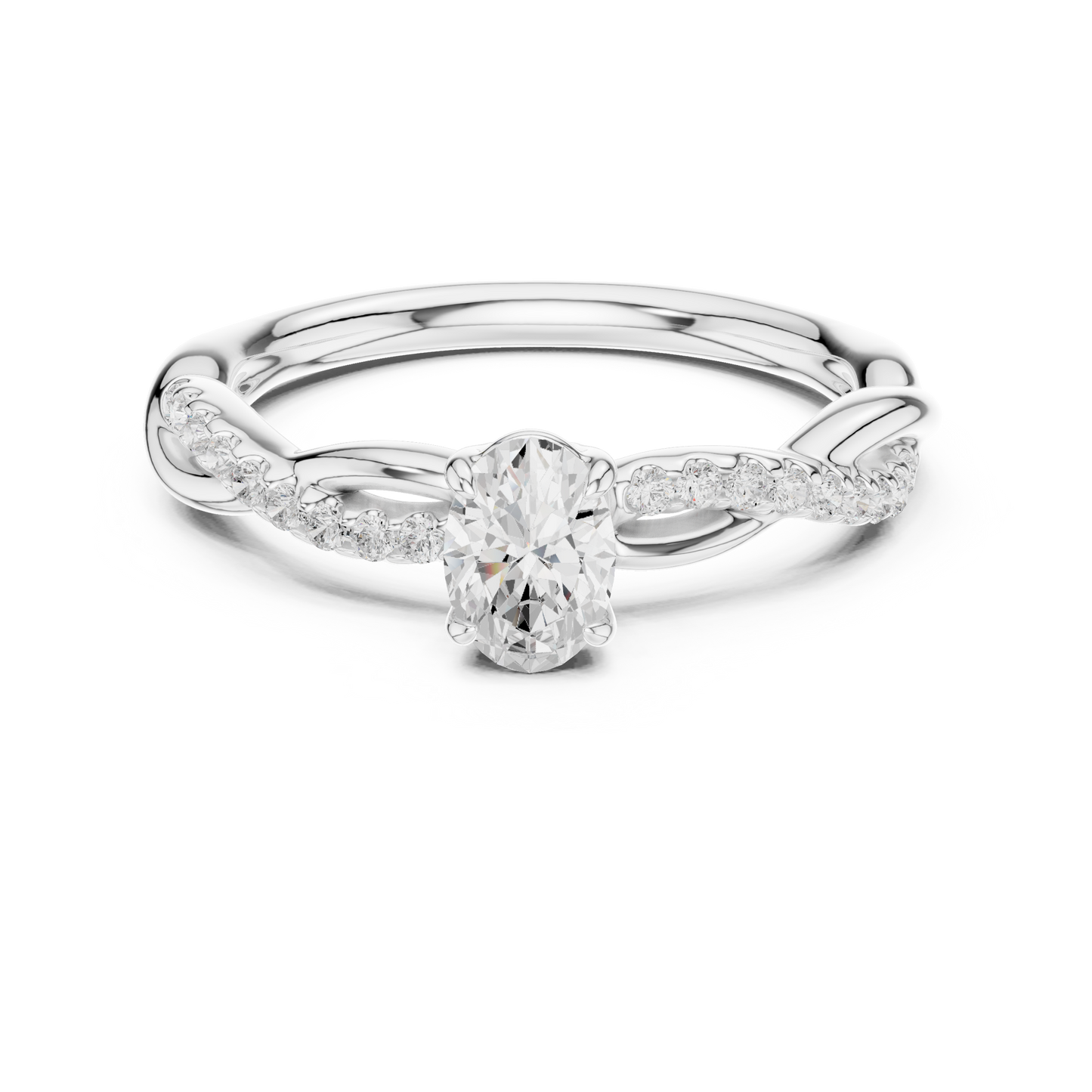 Anillo Solitario 0.12ctw Corte Esmeralda con Banda Pavé Retorcida en Córdoba, España | Diamante Creado en Laboratorio Color D Claridad VS | Oro 10K/18K, Plata y Platino (Tallas Disponibles 8–20)