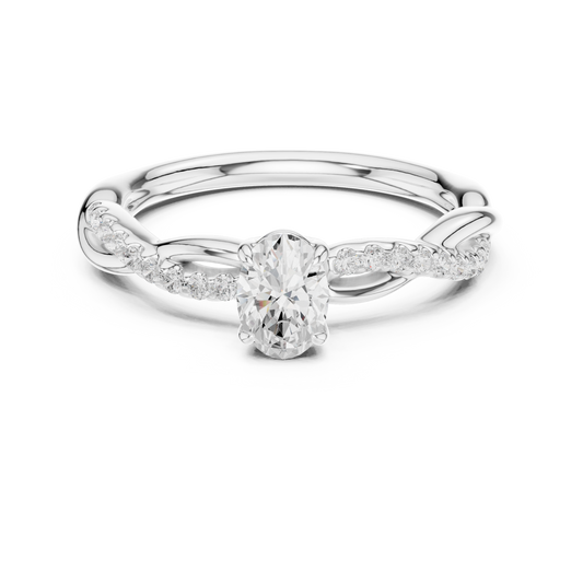 Anillo Solitario 0.12ctw Corte Esmeralda con Banda Pavé Retorcida en Córdoba, España | Diamante Creado en Laboratorio Color D Claridad VS | Oro 10K/18K, Plata y Platino (Tallas Disponibles 8–20)