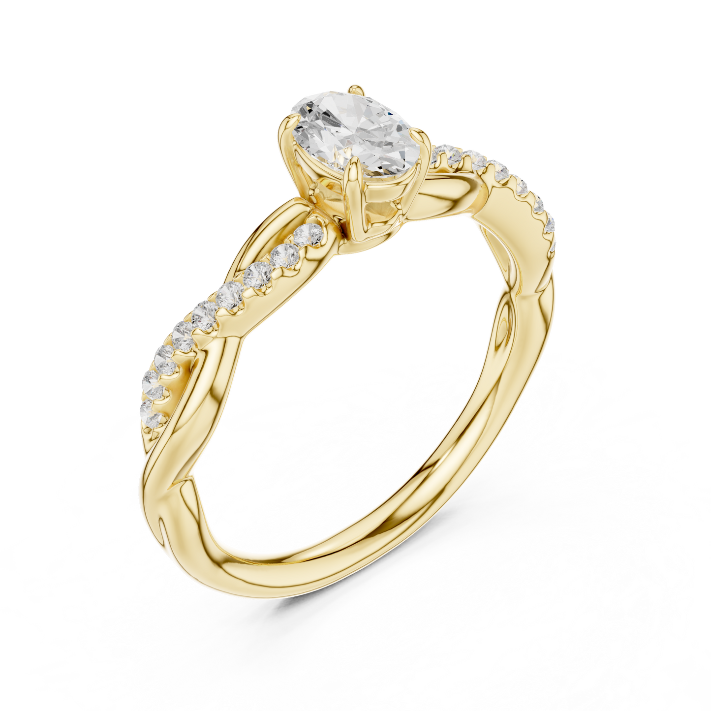 Anillo Solitario 0.12ctw Corte Esmeralda con Banda Pavé Retorcida en Córdoba, España | Diamante Creado en Laboratorio Color D Claridad VS | Oro 10K/18K, Plata y Platino (Tallas Disponibles 8–20)