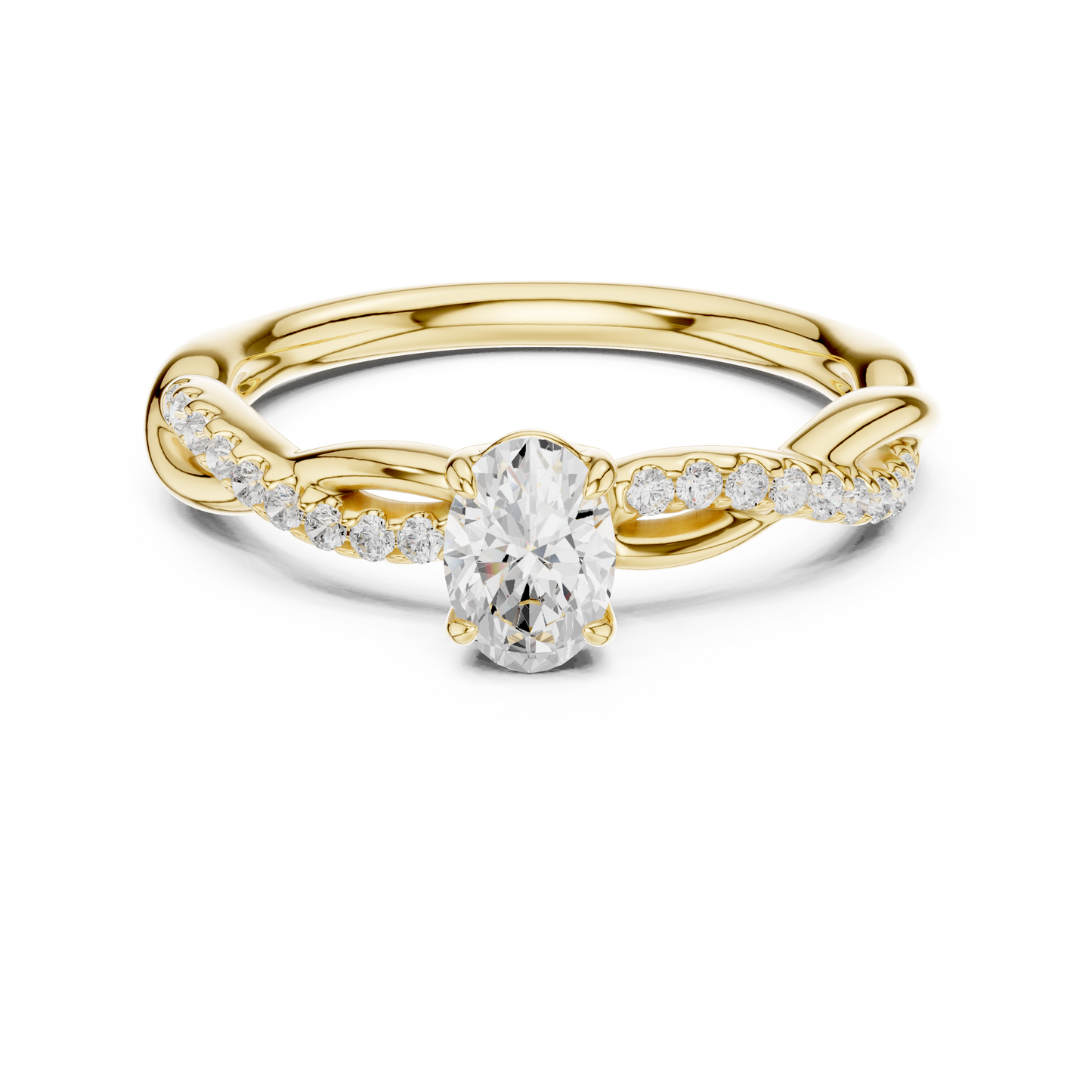 Anillo Solitario 0.12ctw Corte Esmeralda con Banda Pavé Retorcida en Córdoba, España | Diamante Creado en Laboratorio Color D Claridad VS | Oro 10K/18K, Plata y Platino (Tallas Disponibles 8–20)