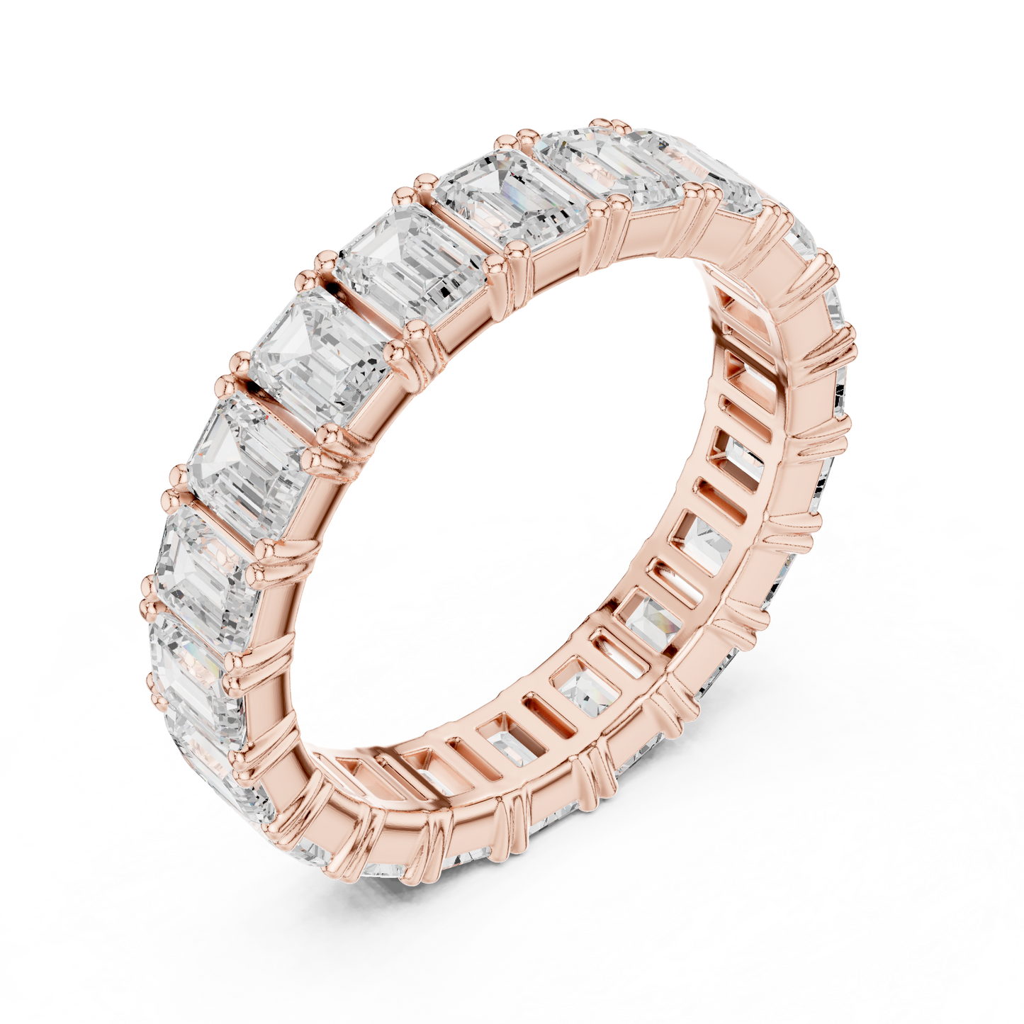 Alianza Eternity Infinita 2.98ctw Corte Esmeralda en Córdoba, España | Diamante Creado en Laboratorio Color D Claridad VS | Oro 10K/18K, Plata y Platino (Tallas Disponibles 8–20)