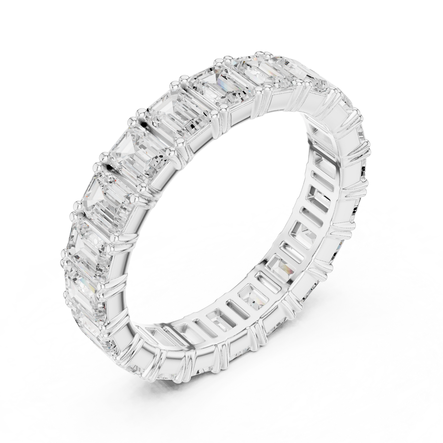 Alianza Eternity Infinita 2.98ctw Corte Esmeralda en Córdoba, España | Diamante Creado en Laboratorio Color D Claridad VS | Oro 10K/18K, Plata y Platino (Tallas Disponibles 8–20)