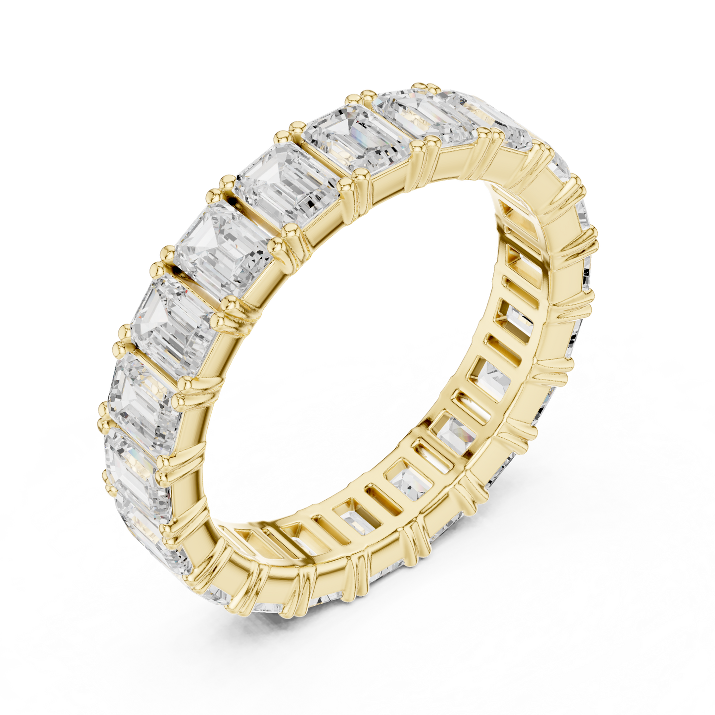 Alianza Eternity Infinita 2.98ctw Corte Esmeralda en Córdoba, España | Diamante Creado en Laboratorio Color D Claridad VS | Oro 10K/18K, Plata y Platino (Tallas Disponibles 8–20)