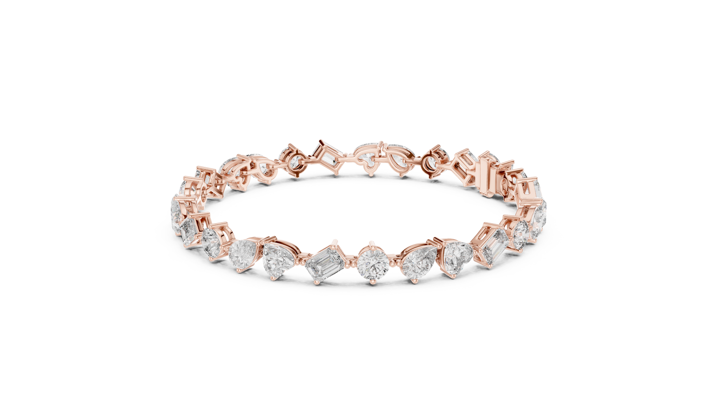Pulsera Tennis de Diamantes Multi-Forma 10.29ctw en Córdoba, España | Corazón, Pera, Esmeralda y Marquise | Diamantes Creados en Laboratorio Color D Claridad VS | Oro 10K/18K, Plata y Platino (Disponible en 16cm, 18cm y 20cm)