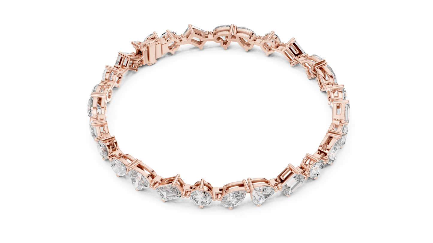 Pulsera Tennis de Diamantes Multi-Forma 10.29ctw en Córdoba, España | Corazón, Pera, Esmeralda y Marquise | Diamantes Creados en Laboratorio Color D Claridad VS | Oro 10K/18K, Plata y Platino (Disponible en 16cm, 18cm y 20cm)