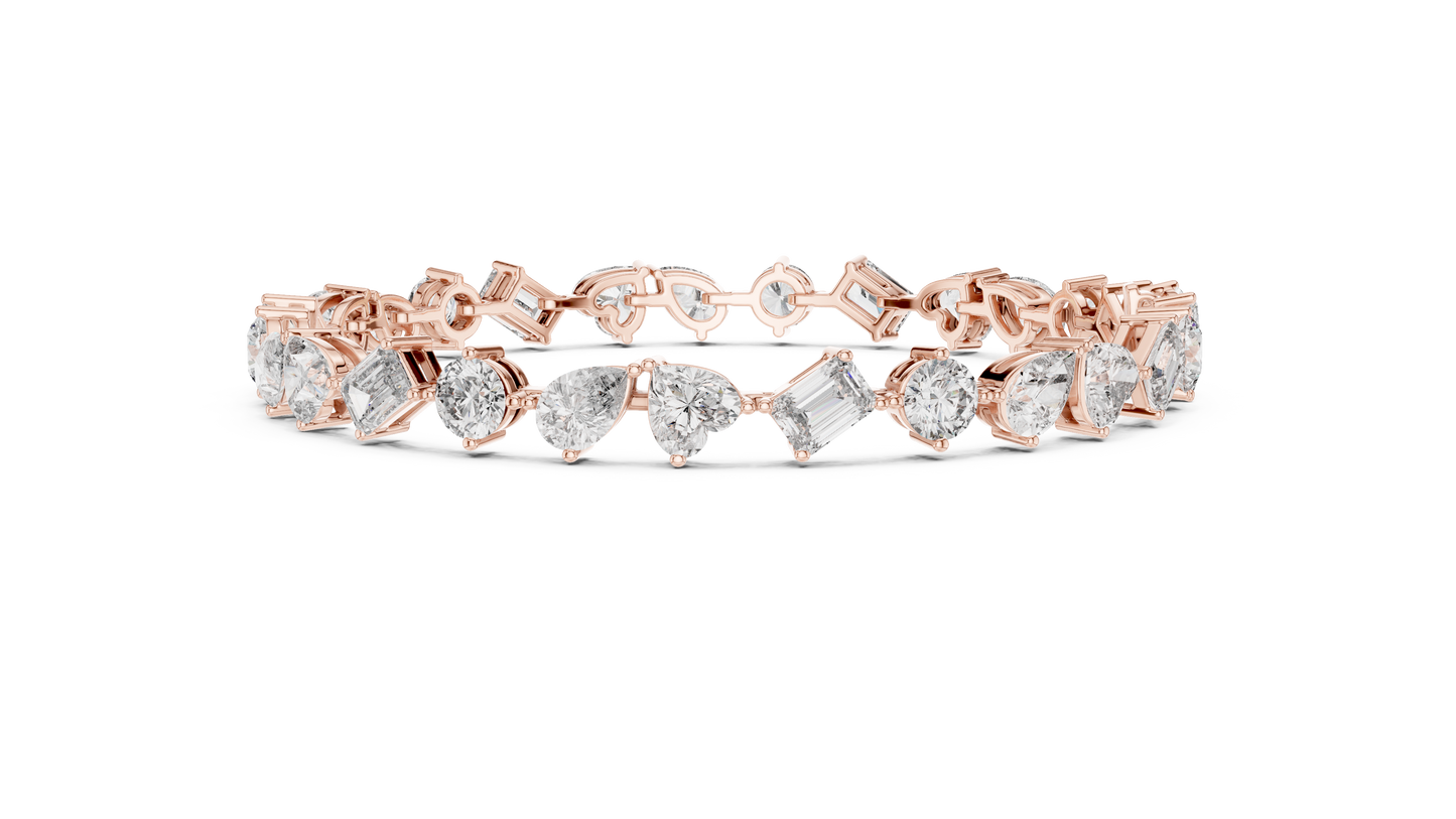 Pulsera Tennis de Diamantes Multi-Forma 10.29ctw en Córdoba, España | Corazón, Pera, Esmeralda y Marquise | Diamantes Creados en Laboratorio Color D Claridad VS | Oro 10K/18K, Plata y Platino (Disponible en 16cm, 18cm y 20cm)