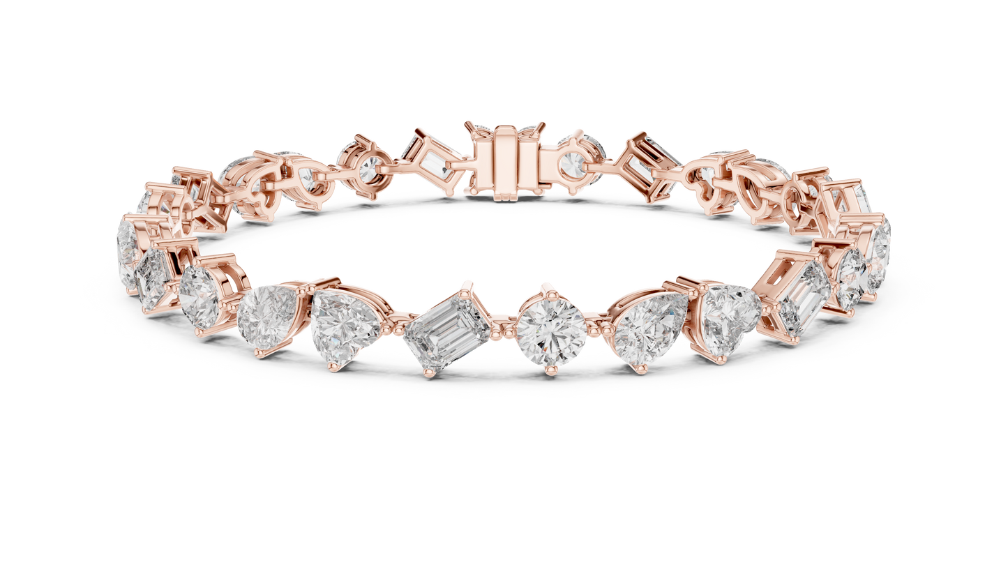 Pulsera Tennis de Diamantes Multi-Forma 10.29ctw en Córdoba, España | Corazón, Pera, Esmeralda y Marquise | Diamantes Creados en Laboratorio Color D Claridad VS | Oro 10K/18K, Plata y Platino (Disponible en 16cm, 18cm y 20cm)