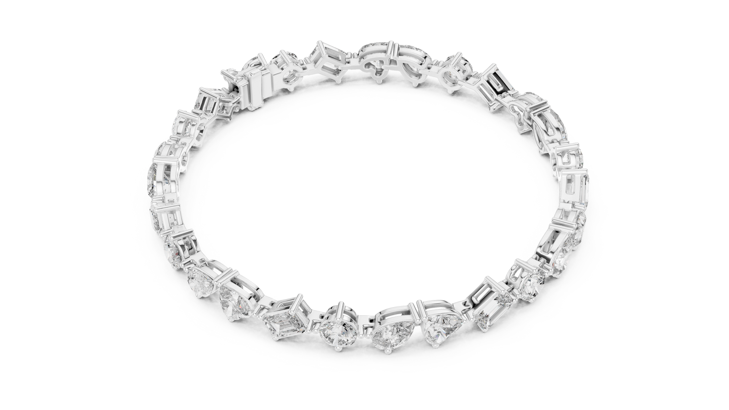 Pulsera Tennis de Diamantes Multi-Forma 10.29ctw en Córdoba, España | Corazón, Pera, Esmeralda y Marquise | Diamantes Creados en Laboratorio Color D Claridad VS | Oro 10K/18K, Plata y Platino (Disponible en 16cm, 18cm y 20cm)