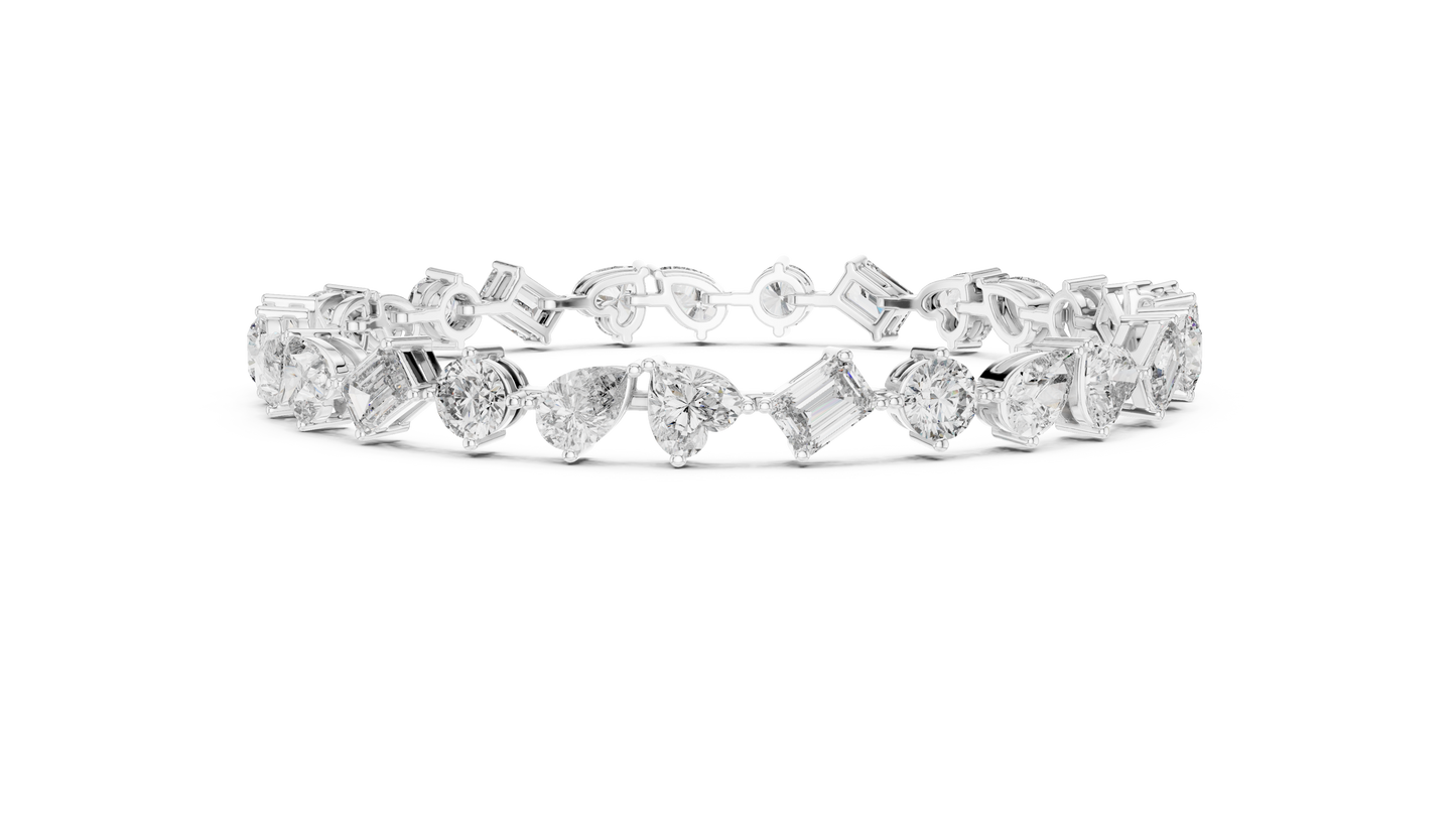 Pulsera Tennis de Diamantes Multi-Forma 10.29ctw en Córdoba, España | Corazón, Pera, Esmeralda y Marquise | Diamantes Creados en Laboratorio Color D Claridad VS | Oro 10K/18K, Plata y Platino (Disponible en 16cm, 18cm y 20cm)
