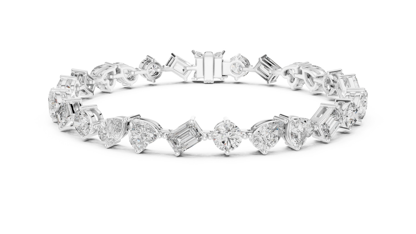 Pulsera Tennis de Diamantes Multi-Forma 10.29ctw en Córdoba, España | Corazón, Pera, Esmeralda y Marquise | Diamantes Creados en Laboratorio Color D Claridad VS | Oro 10K/18K, Plata y Platino (Disponible en 16cm, 18cm y 20cm)