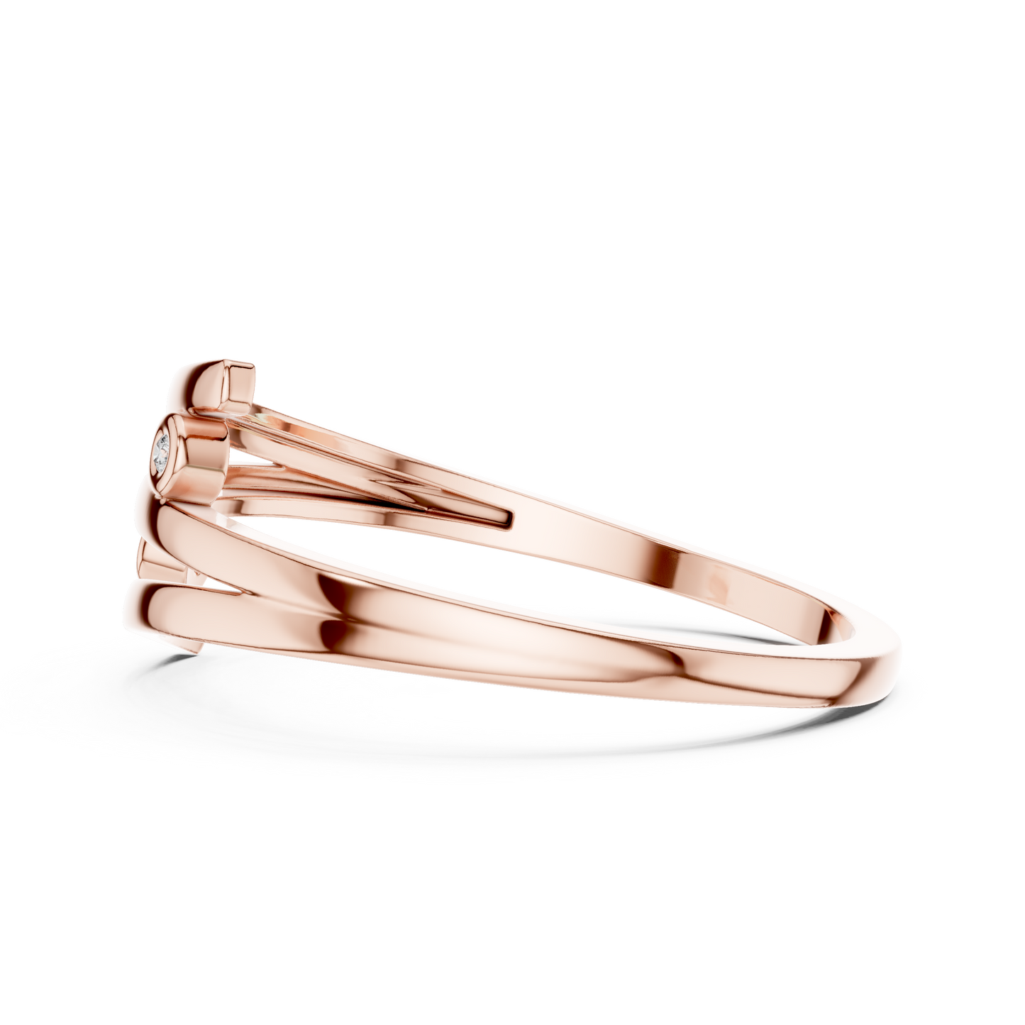 Anillo Minimalista Envolvente Bypass de Doble Piedra en Córdoba, España | Diamantes Redondos Brillante 1.20mm Creados en Laboratorio | Oro 10K/18K, Plata y Platino (Tallas Disponibles 8-20)