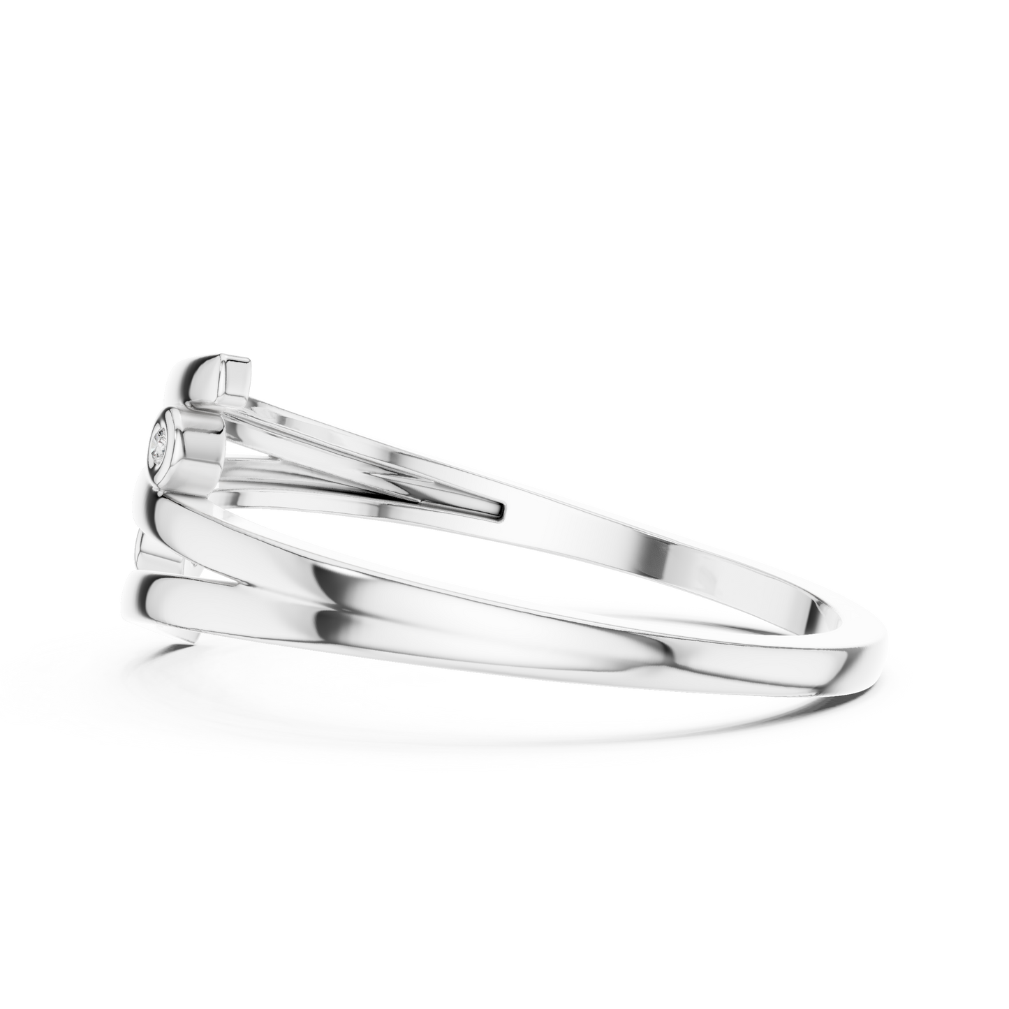 Anillo Minimalista Envolvente Bypass de Doble Piedra en Córdoba, España | Diamantes Redondos Brillante 1.20mm Creados en Laboratorio | Oro 10K/18K, Plata y Platino (Tallas Disponibles 8-20)
