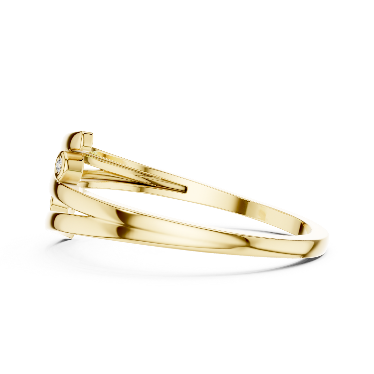 Anillo Minimalista Envolvente Bypass de Doble Piedra en Córdoba, España | Diamantes Redondos Brillante 1.20mm Creados en Laboratorio | Oro 10K/18K, Plata y Platino (Tallas Disponibles 8-20)