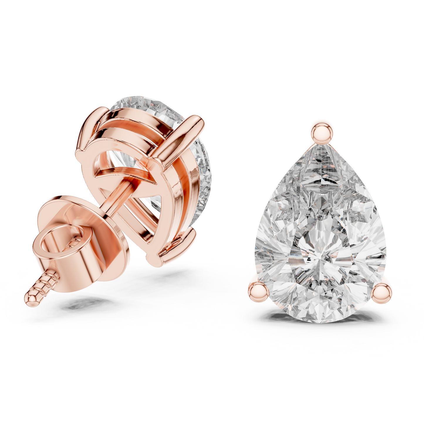 Pendientes de Botón Solitario Corte Pera 3.50ctw en Córdoba, España | Diamante Creado en Laboratorio Color D, Claridad VS | Oro 10K/18K, Plata y Platino