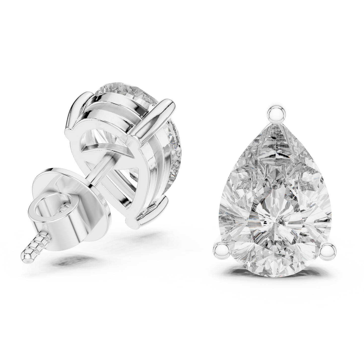 Pendientes de Botón Solitario Corte Pera 3.50ctw en Córdoba, España | Diamante Creado en Laboratorio Color D, Claridad VS | Oro 10K/18K, Plata y Platino
