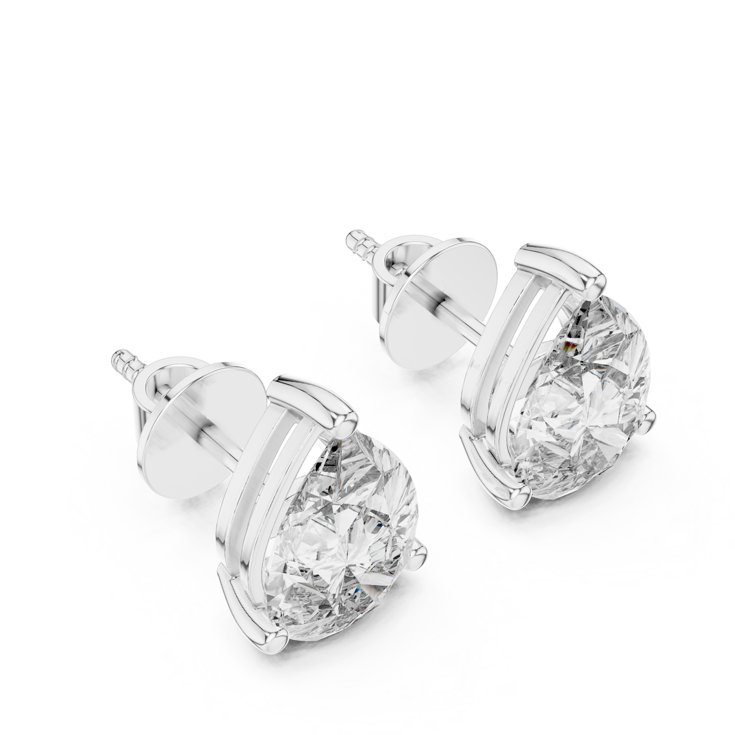 Pendientes de Botón Solitario Corte Pera 3.50ctw en Córdoba, España | Diamante Creado en Laboratorio Color D, Claridad VS | Oro 10K/18K, Plata y Platino