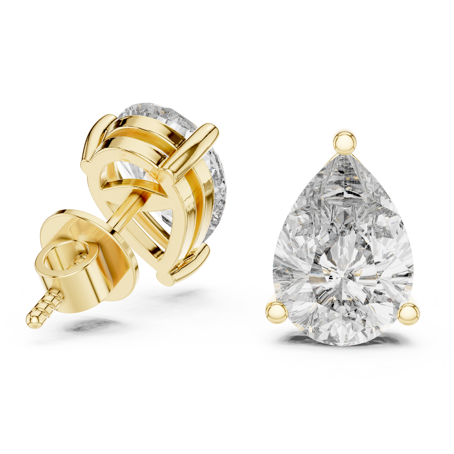 Pendientes de Botón Solitario Corte Pera 3.50ctw en Córdoba, España | Diamante Creado en Laboratorio Color D, Claridad VS | Oro 10K/18K, Plata y Platino