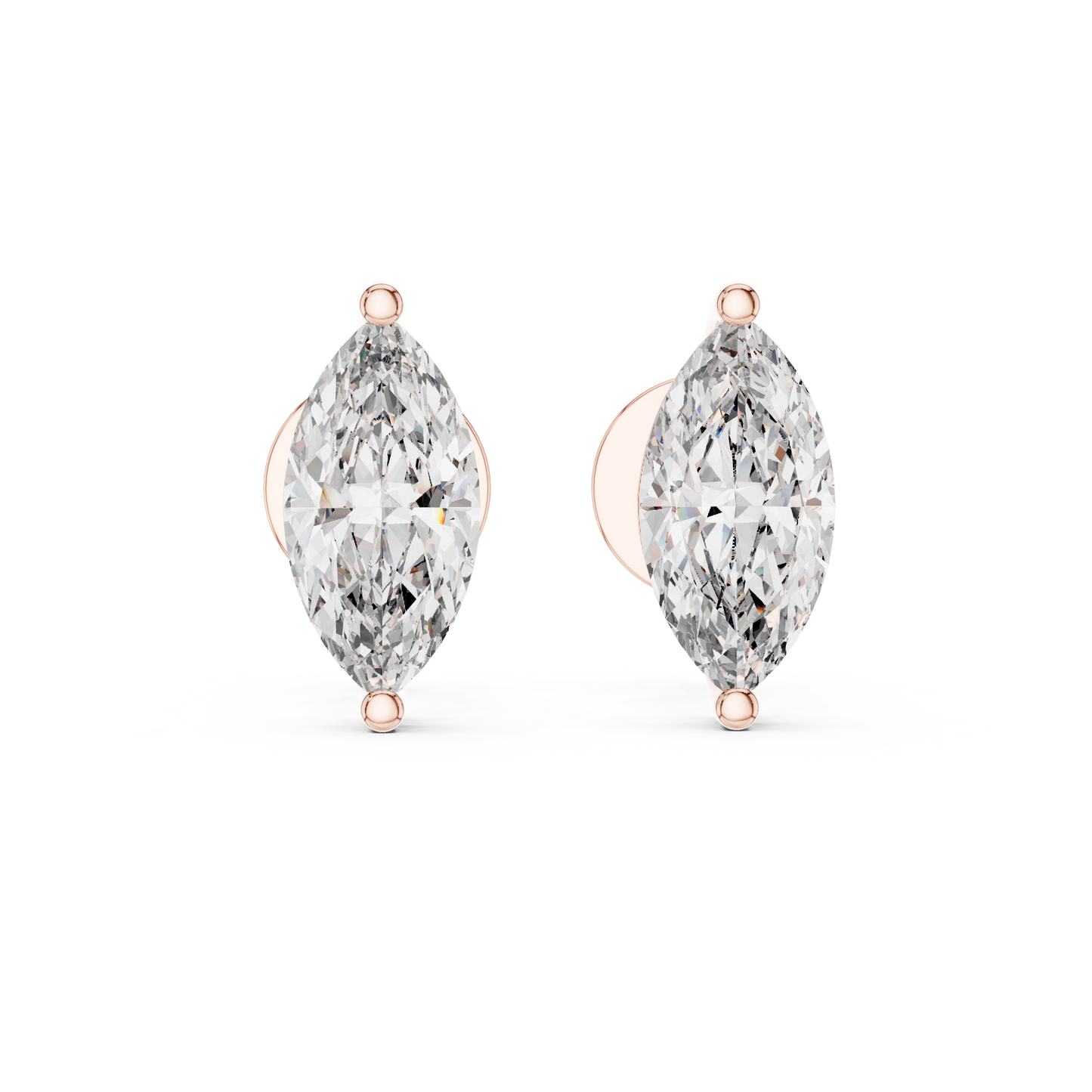 Pendientes de Botón Solitario Corte Marquesa 1.50ctw | Diamante Creado en Laboratorio Color D, Claridad VS | Oro 10K/18K, Plata y Platino