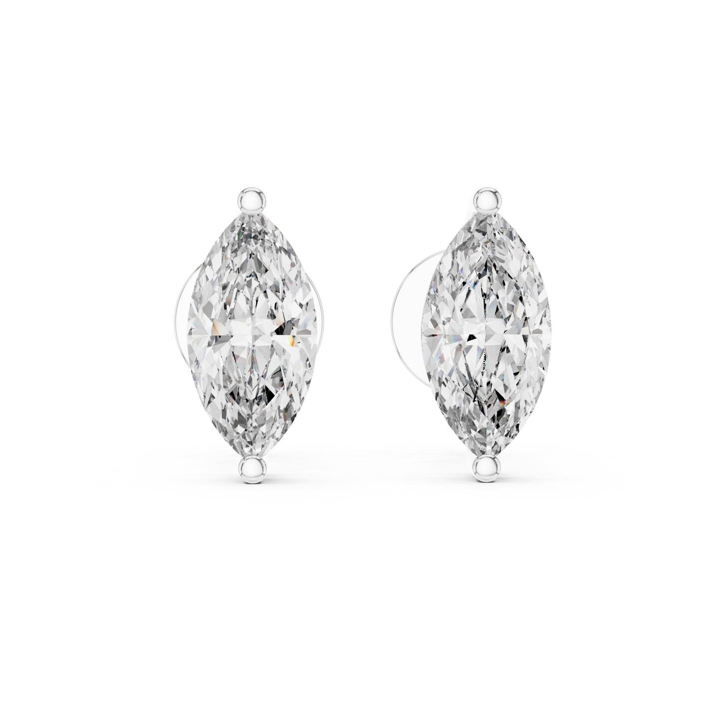 Pendientes de Botón Solitario Corte Marquesa 1.50ctw | Diamante Creado en Laboratorio Color D, Claridad VS | Oro 10K/18K, Plata y Platino
