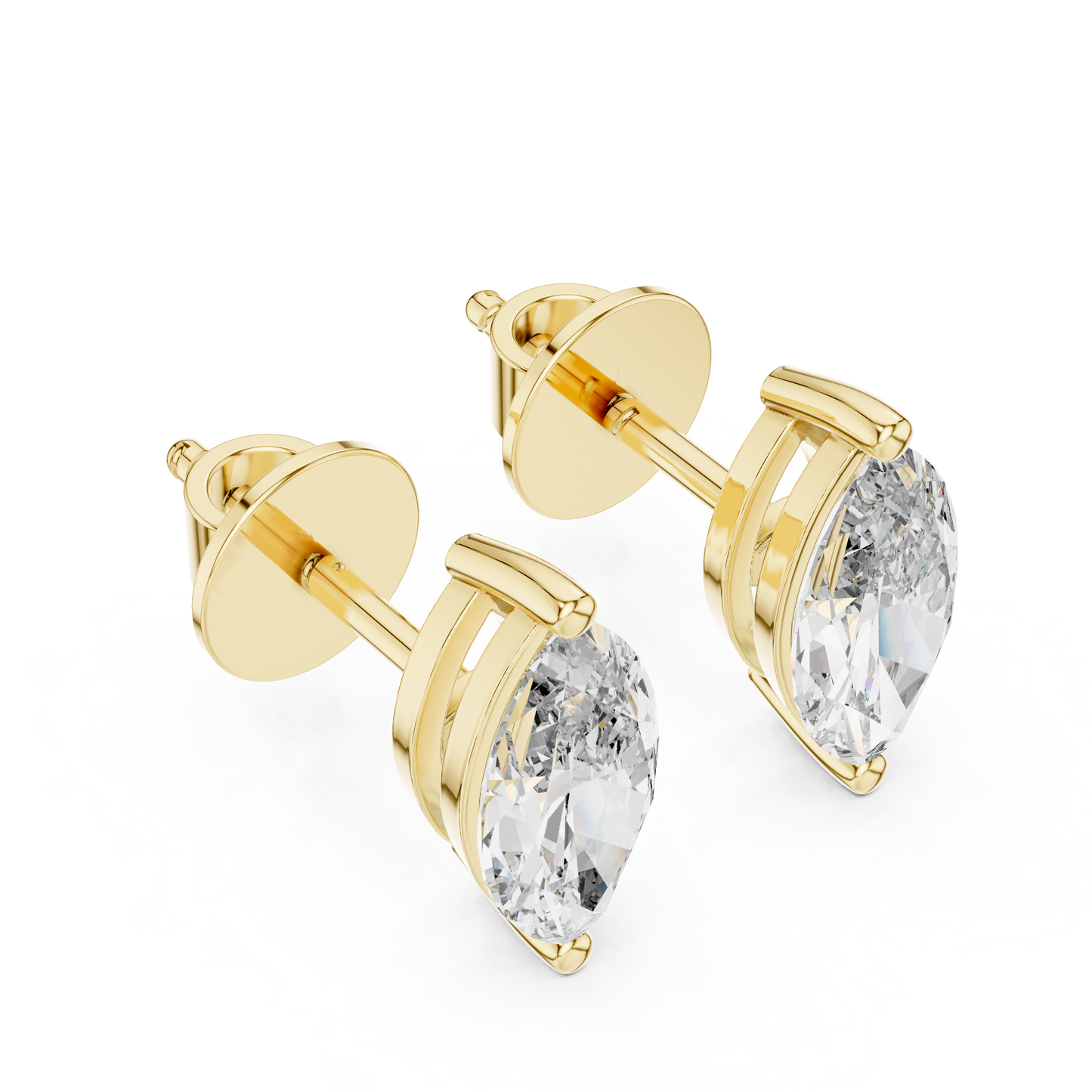 Pendientes de Botón Solitario Corte Marquesa 1.50ctw | Diamante Creado en Laboratorio Color D, Claridad VS | Oro 10K/18K, Plata y Platino