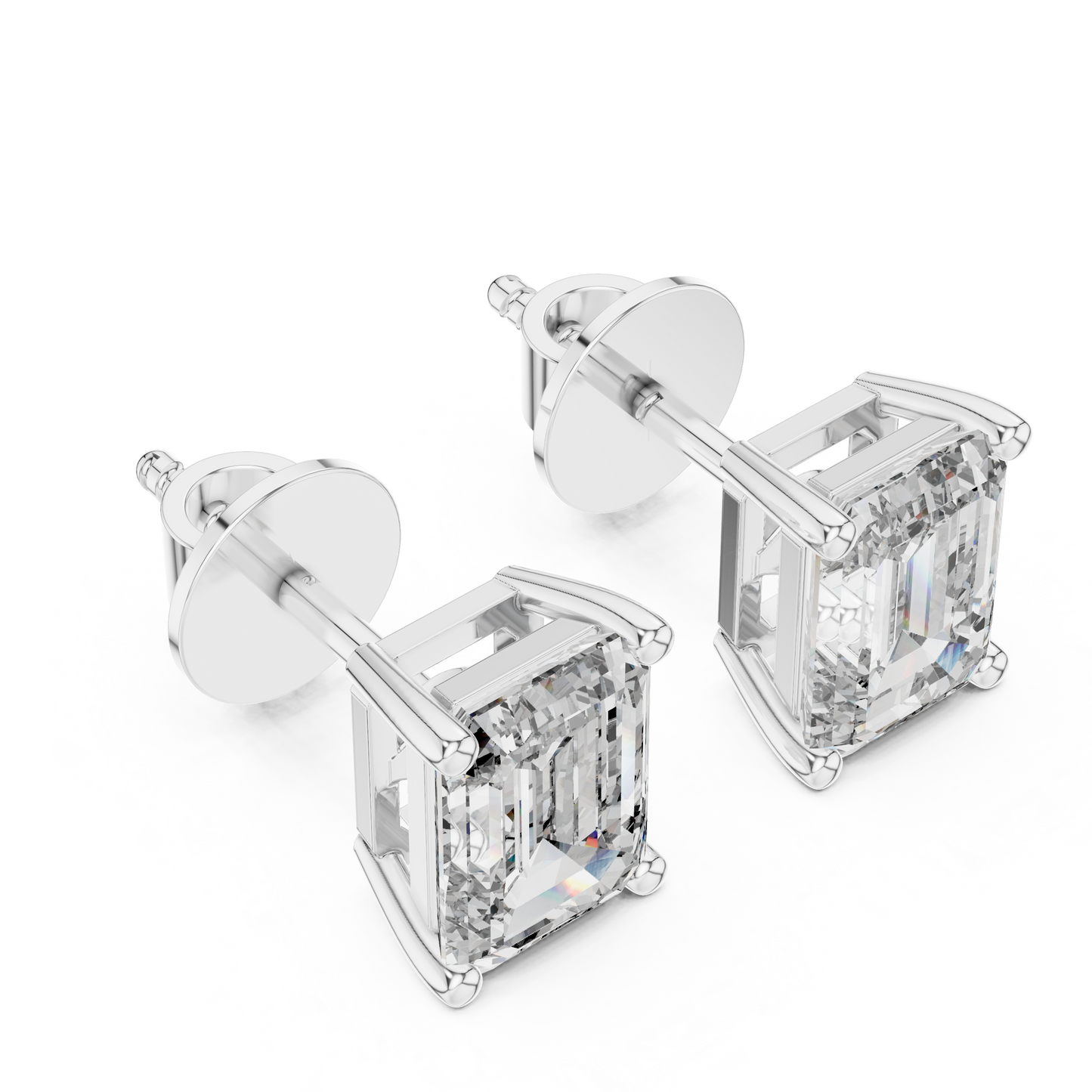 Pendientes de Botón Solitario Corte Esmeralda 2.50ctw en Córdoba, España | Diamante Creado en Laboratorio Color D, Claridad VS | Oro 10K/18K, Plata y Platino