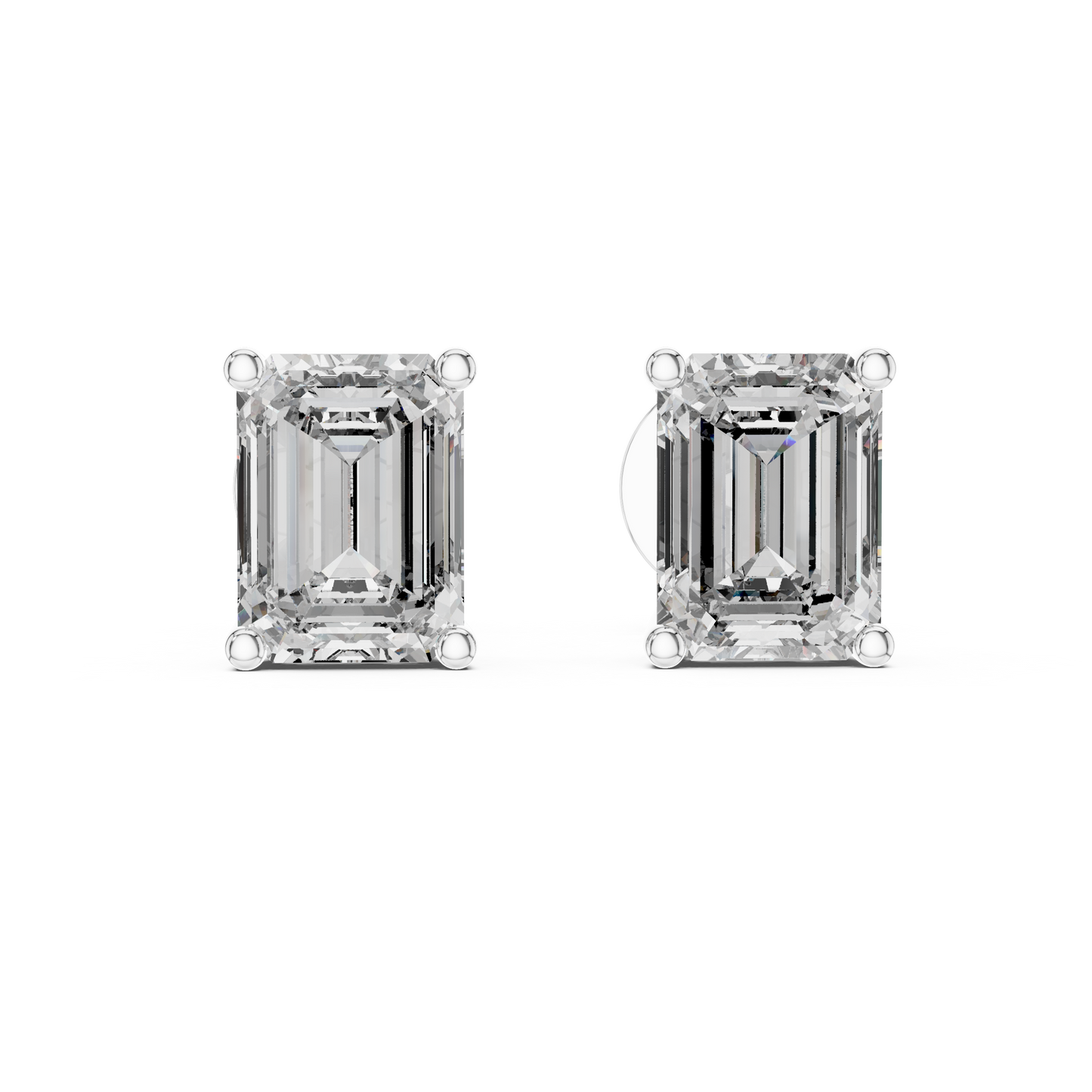 Pendientes de Botón Solitario Corte Esmeralda 2.50ctw en Córdoba, España | Diamante Creado en Laboratorio Color D, Claridad VS | Oro 10K/18K, Plata y Platino