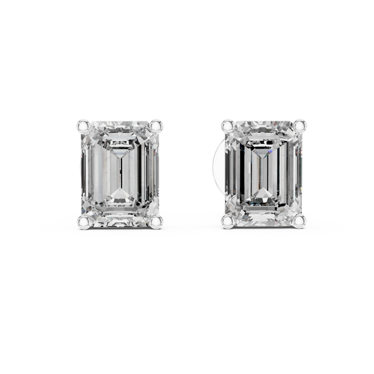 Pendientes de Botón Solitario Corte Esmeralda 2.50ctw en Córdoba, España | Diamante Creado en Laboratorio Color D, Claridad VS | Oro 10K/18K, Plata y Platino