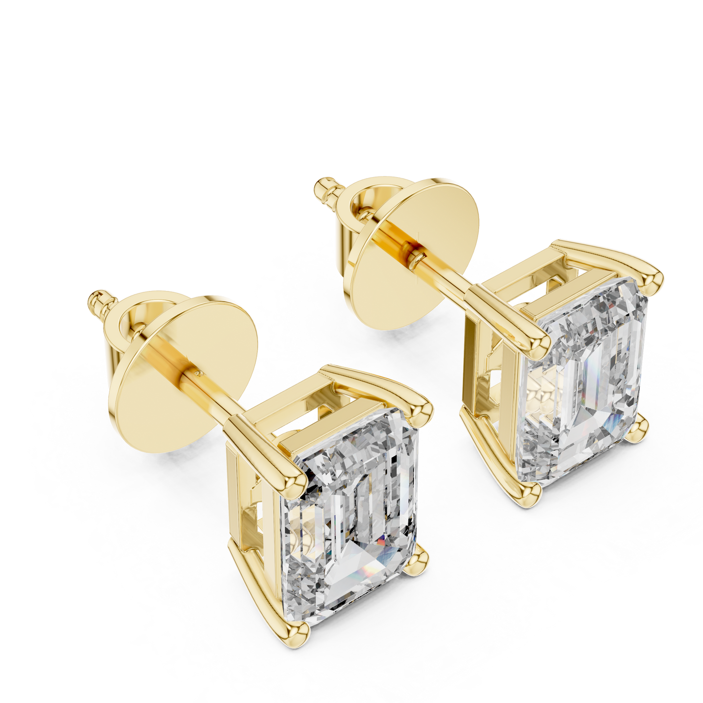 Pendientes de Botón Solitario Corte Esmeralda 2.50ctw en Córdoba, España | Diamante Creado en Laboratorio Color D, Claridad VS | Oro 10K/18K, Plata y Platino