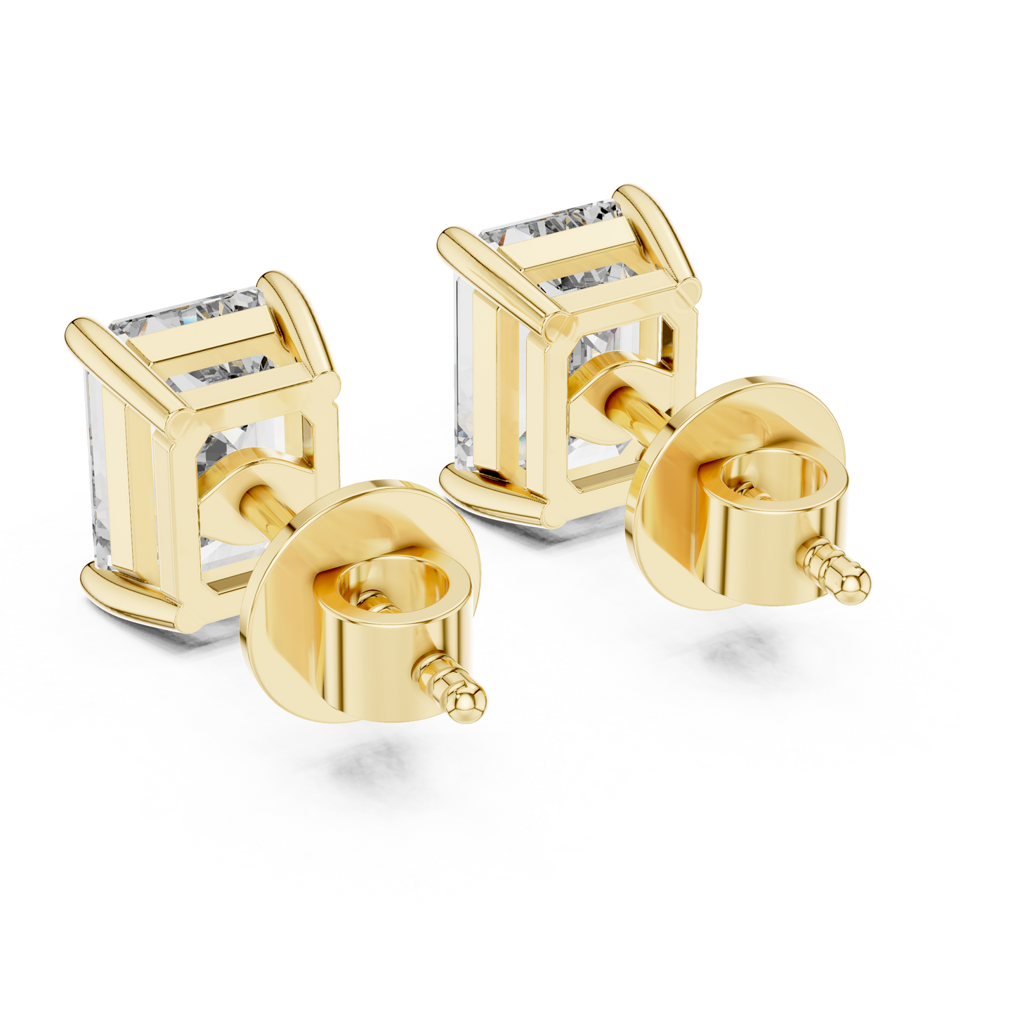 Pendientes de Botón Solitario Corte Esmeralda 2.50ctw en Córdoba, España | Diamante Creado en Laboratorio Color D, Claridad VS | Oro 10K/18K, Plata y Platino