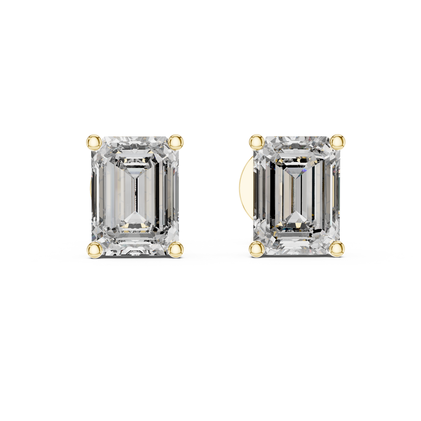Pendientes de Botón Solitario Corte Esmeralda 2.50ctw en Córdoba, España | Diamante Creado en Laboratorio Color D, Claridad VS | Oro 10K/18K, Plata y Platino