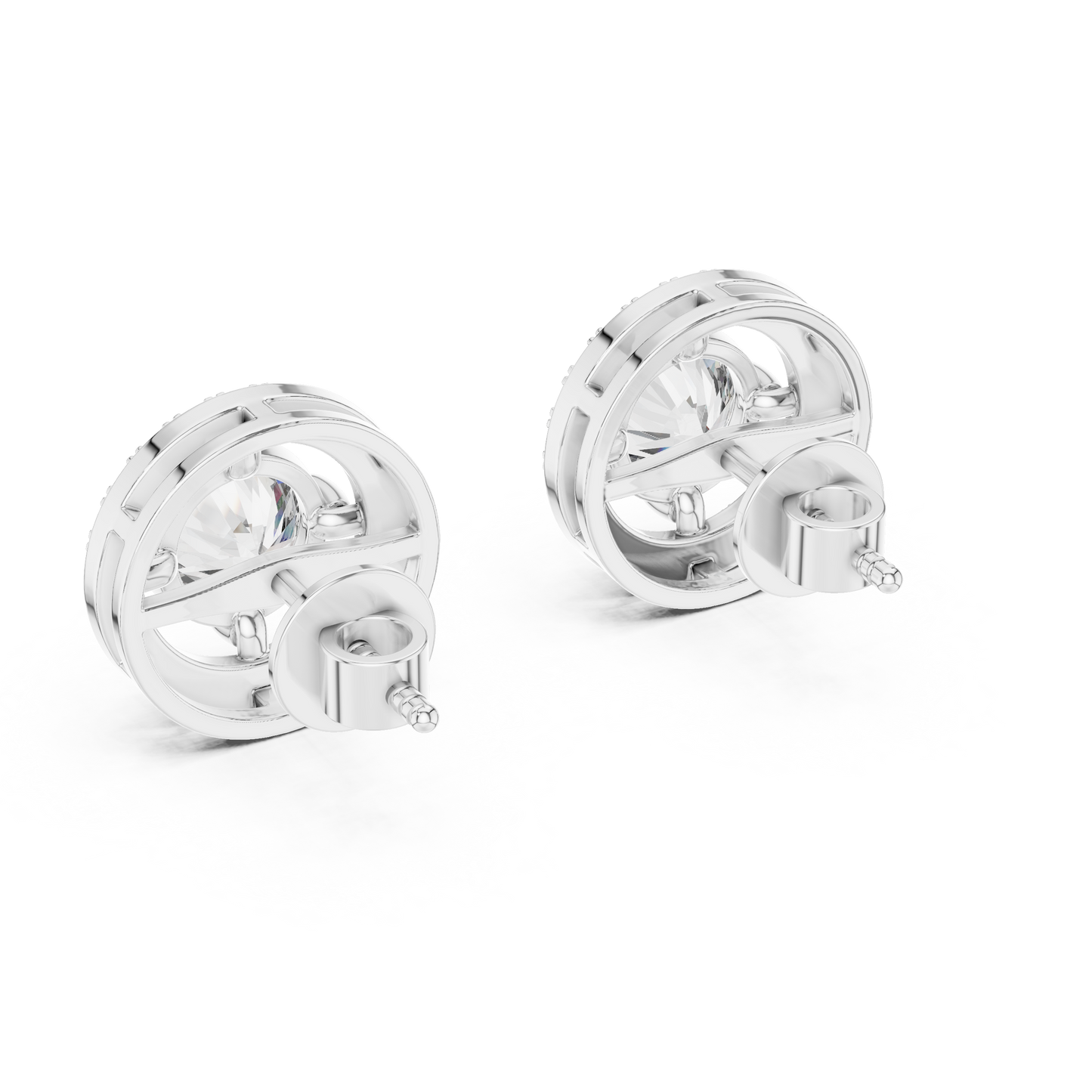 Pendientes de Botón Solitario Halo 2.53ctw en Córdoba, España | Diamante Creado en Laboratorio Color D, Claridad VS | Oro 10K/18K, Plata y Platino
