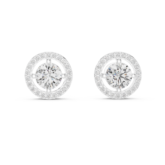 Pendientes de Botón Solitario Halo 2.53ctw en Córdoba, España | Diamante Creado en Laboratorio Color D, Claridad VS | Oro 10K/18K, Plata y Platino