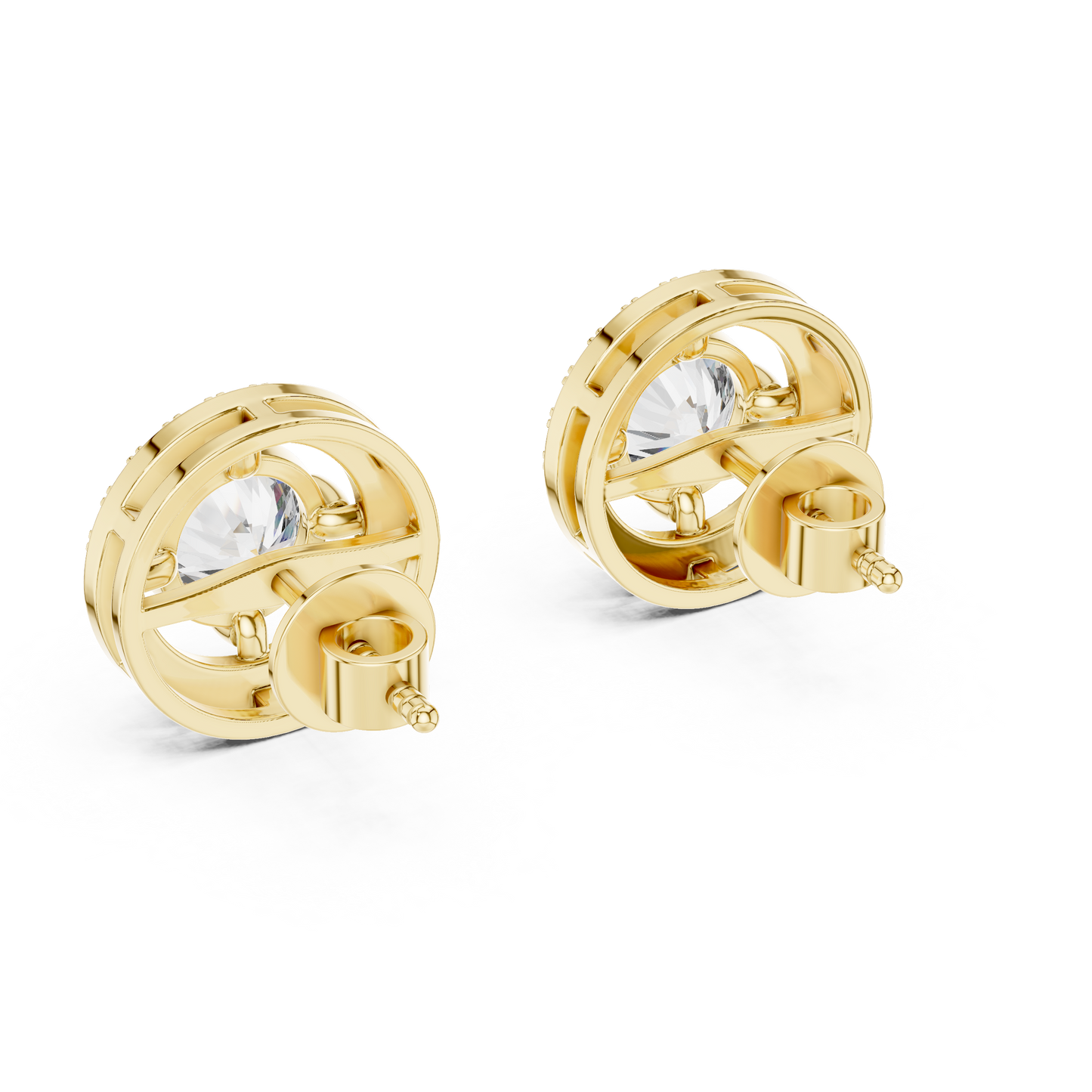 Pendientes de Botón Solitario Halo 2.53ctw en Córdoba, España | Diamante Creado en Laboratorio Color D, Claridad VS | Oro 10K/18K, Plata y Platino