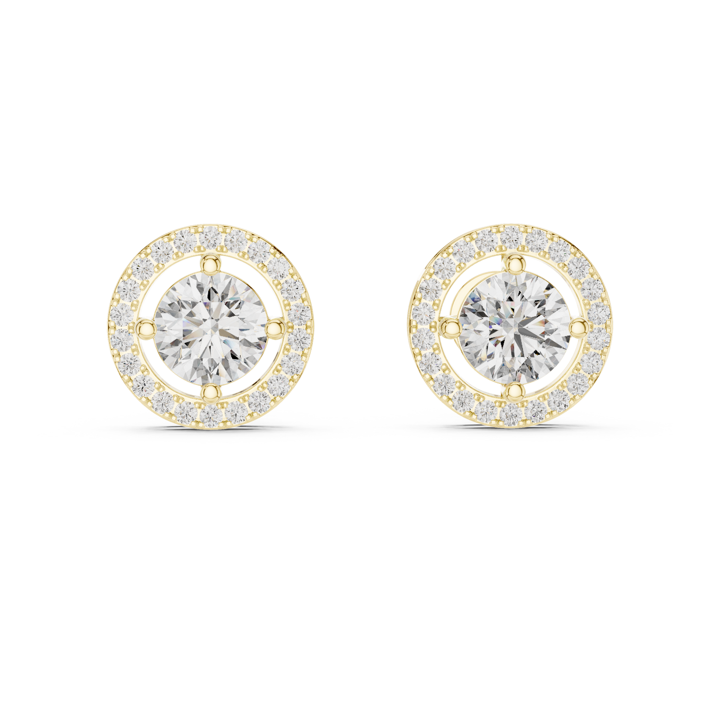 Pendientes de Botón Solitario Halo 2.53ctw en Córdoba, España | Diamante Creado en Laboratorio Color D, Claridad VS | Oro 10K/18K, Plata y Platino
