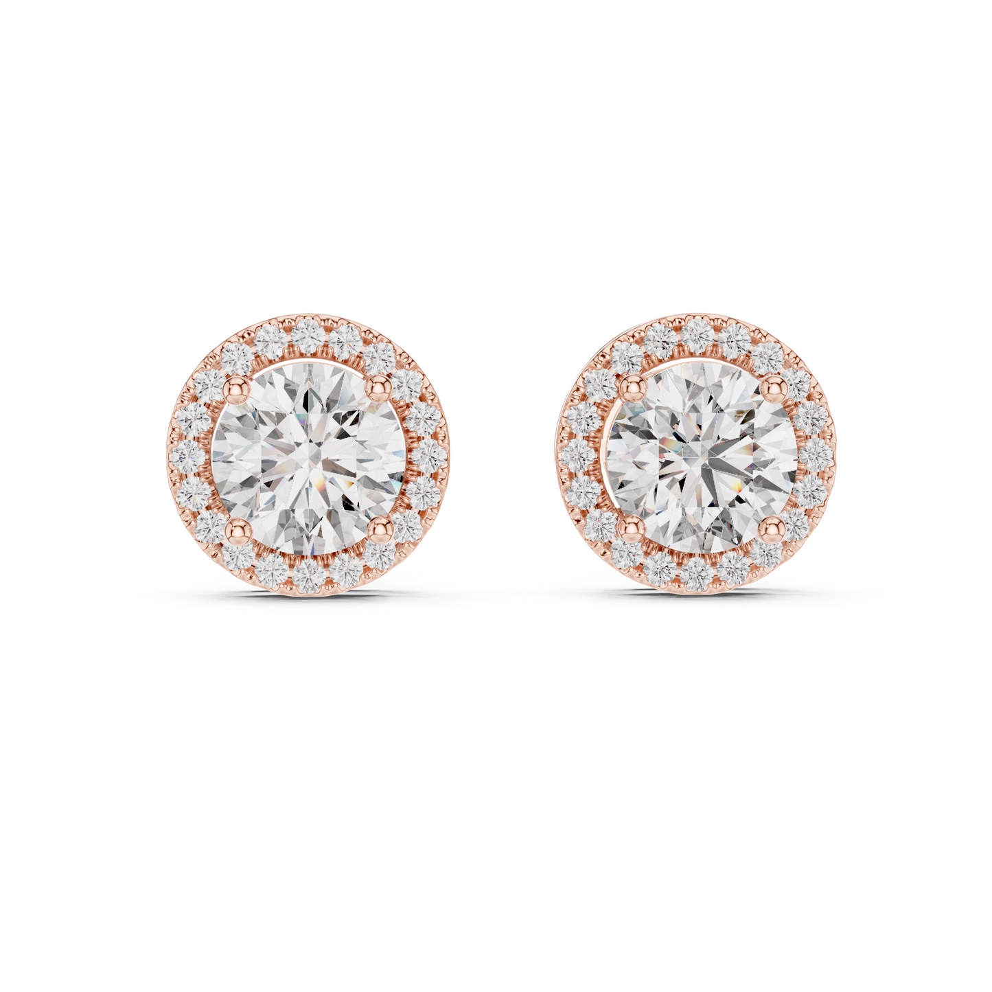 Pendientes de Botón Solitario con Halo 2.90ctw en Córdoba, España | Diamante Creado en Laboratorio Color D, Claridad VS | Oro 10K/18K, Plata y Platino