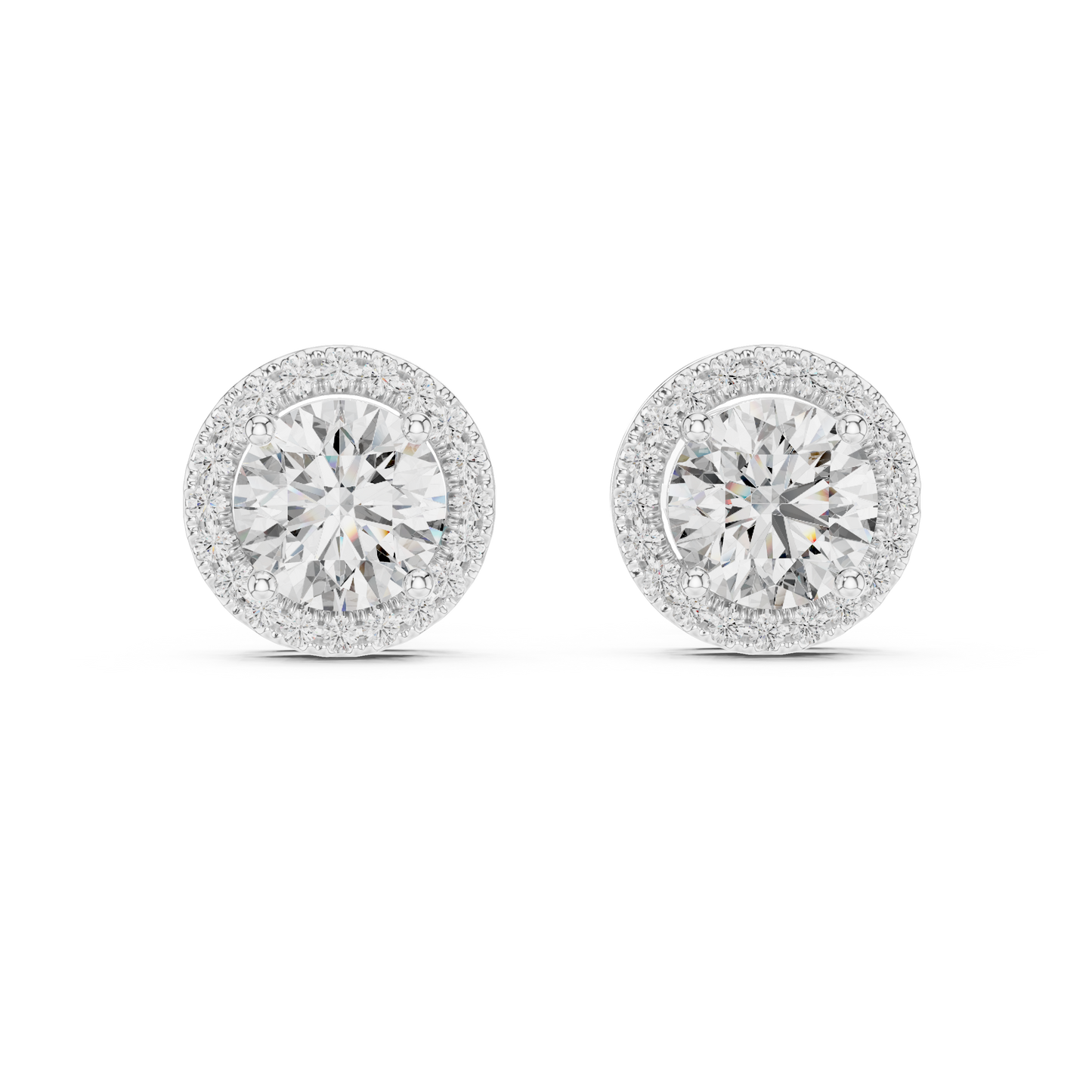 Pendientes de Botón Solitario con Halo 2.90ctw en Córdoba, España | Diamante Creado en Laboratorio Color D, Claridad VS | Oro 10K/18K, Plata y Platino