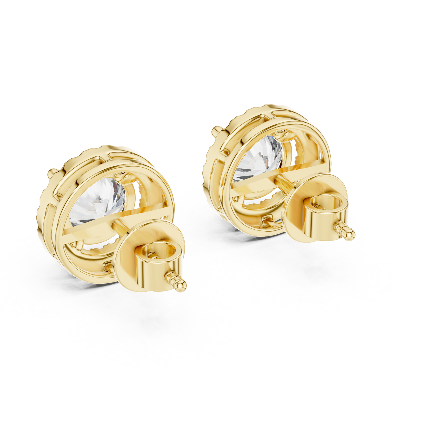 Pendientes de Botón Solitario con Halo 2.90ctw en Córdoba, España | Diamante Creado en Laboratorio Color D, Claridad VS | Oro 10K/18K, Plata y Platino