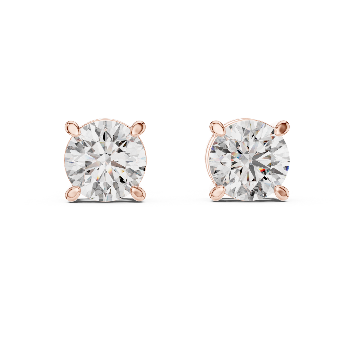 Pendientes Solitarios de Diamante Redondo 2.50ctw en Córdoba, España | Engaste Clásico de Cesta de Cuatro Garras | Diamante Creado en Laboratorio Color D Claridad VS | Oro 10K/18K, Plata y Platino