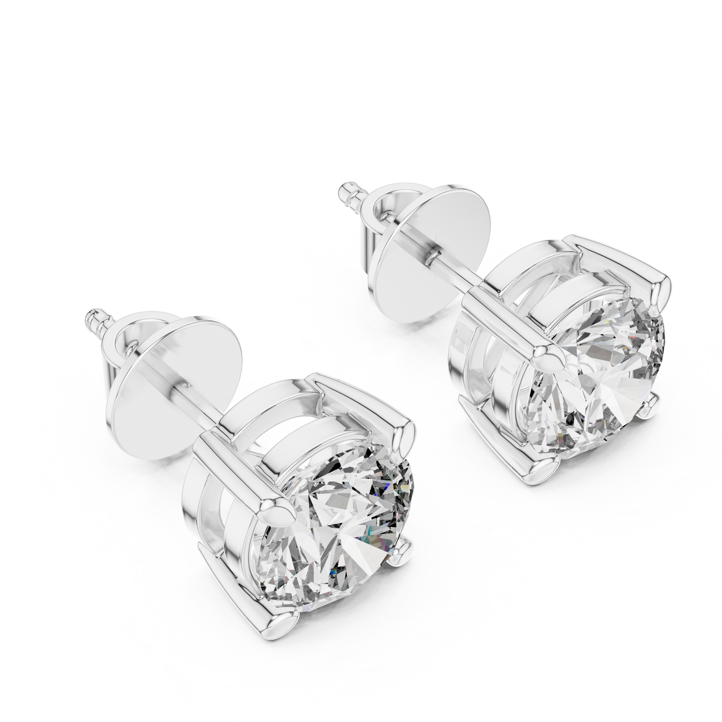 Pendientes Solitarios de Diamante Redondo 2.50ctw en Córdoba, España | Engaste Clásico de Cesta de Cuatro Garras | Diamante Creado en Laboratorio Color D Claridad VS | Oro 10K/18K, Plata y Platino