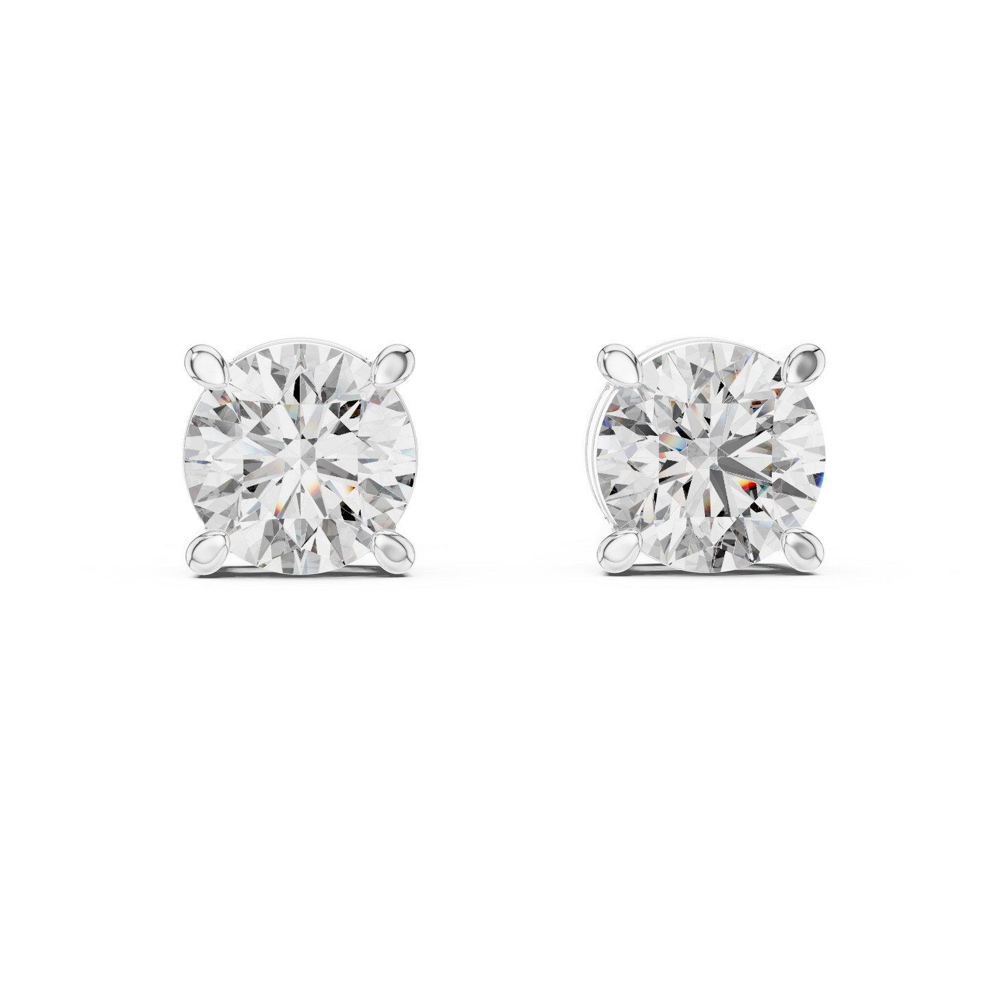 Pendientes Solitarios de Diamante Redondo 2.50ctw en Córdoba, España | Engaste Clásico de Cesta de Cuatro Garras | Diamante Creado en Laboratorio Color D Claridad VS | Oro 10K/18K, Plata y Platino
