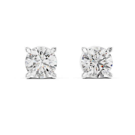 Pendientes Solitarios de Diamante Redondo 2.50ctw en Córdoba, España | Engaste Clásico de Cesta de Cuatro Garras | Diamante Creado en Laboratorio Color D Claridad VS | Oro 10K/18K, Plata y Platino